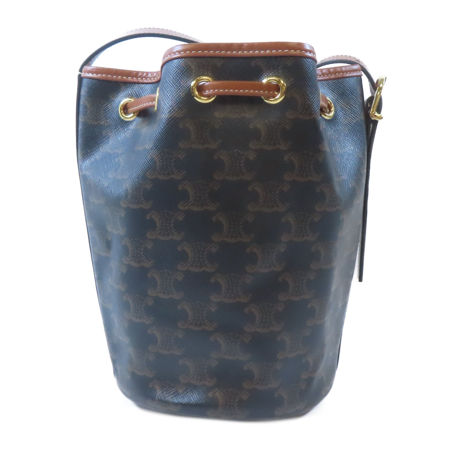 CELINE 塗層帆布Bucket Bag金扣肩背袋啡色
