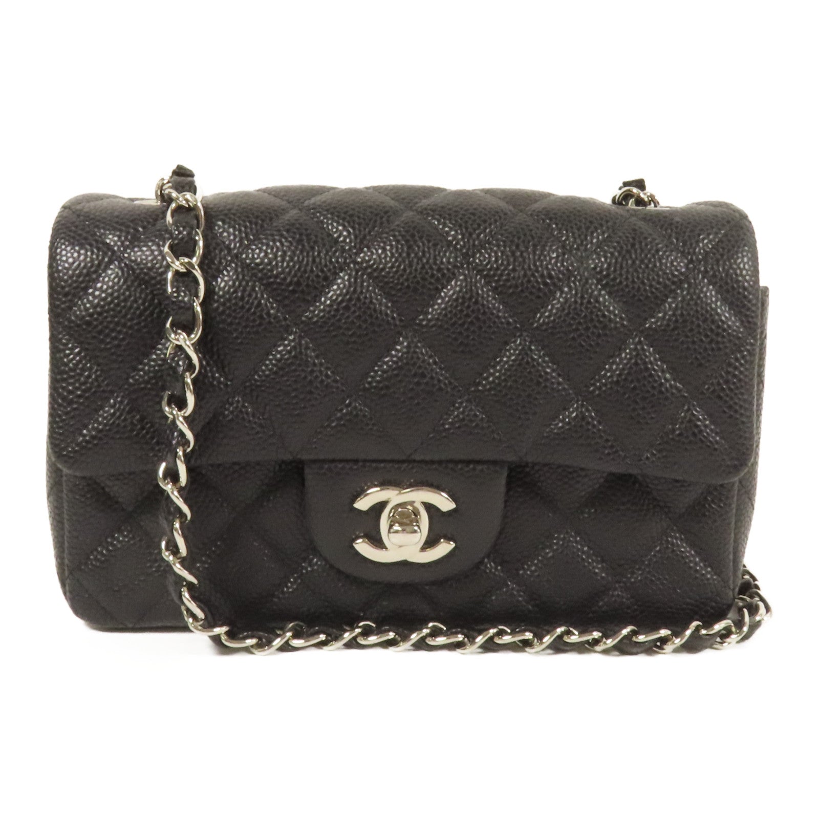 CHANEL 牛皮皮革Mini Classic 20銀扣鏈帶肩背袋