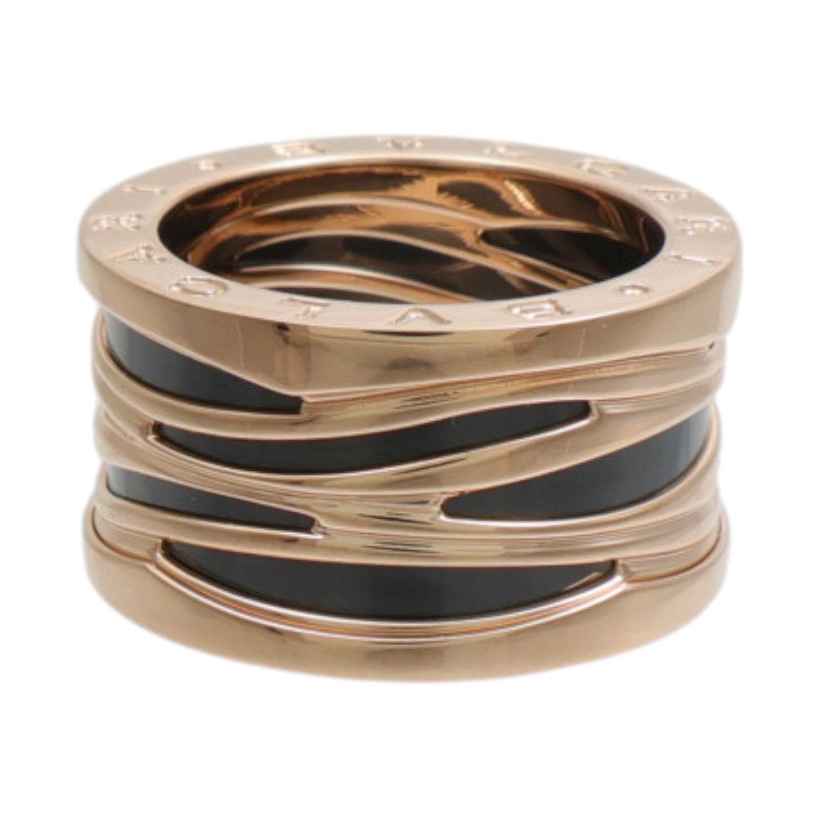 BVLGARI 18K玫瑰金B.Zerol Design Legend Ring琺瑯戒指