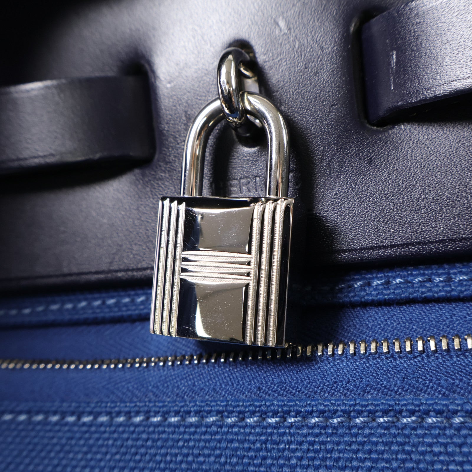HERMES 帆布Herbag PM手挽肩背兩用袋Bleu Outremer