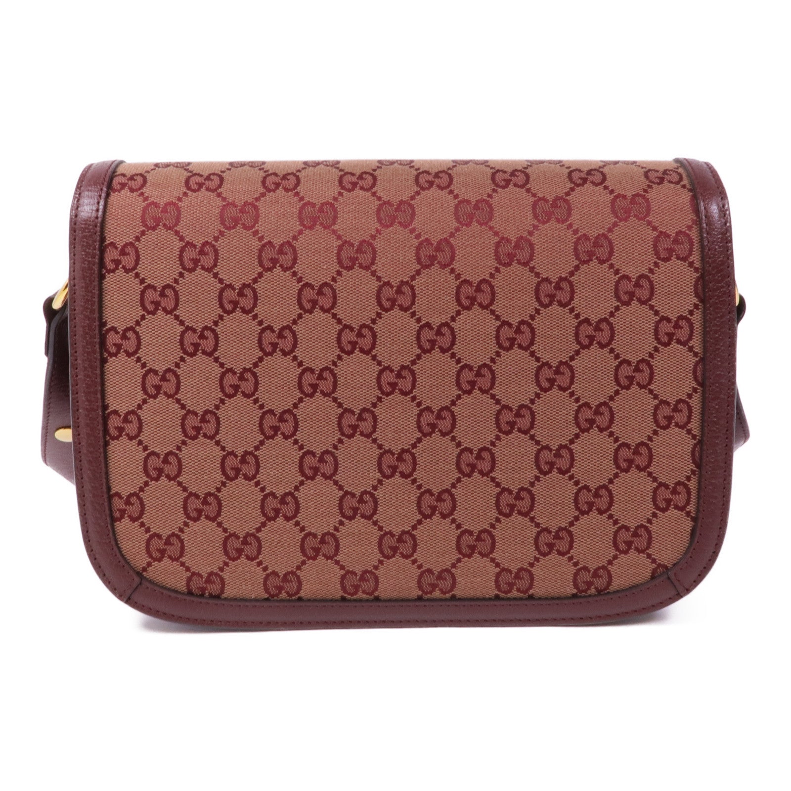 GUCCI 塗層帆布Horsebit 1955金扣肩背袋