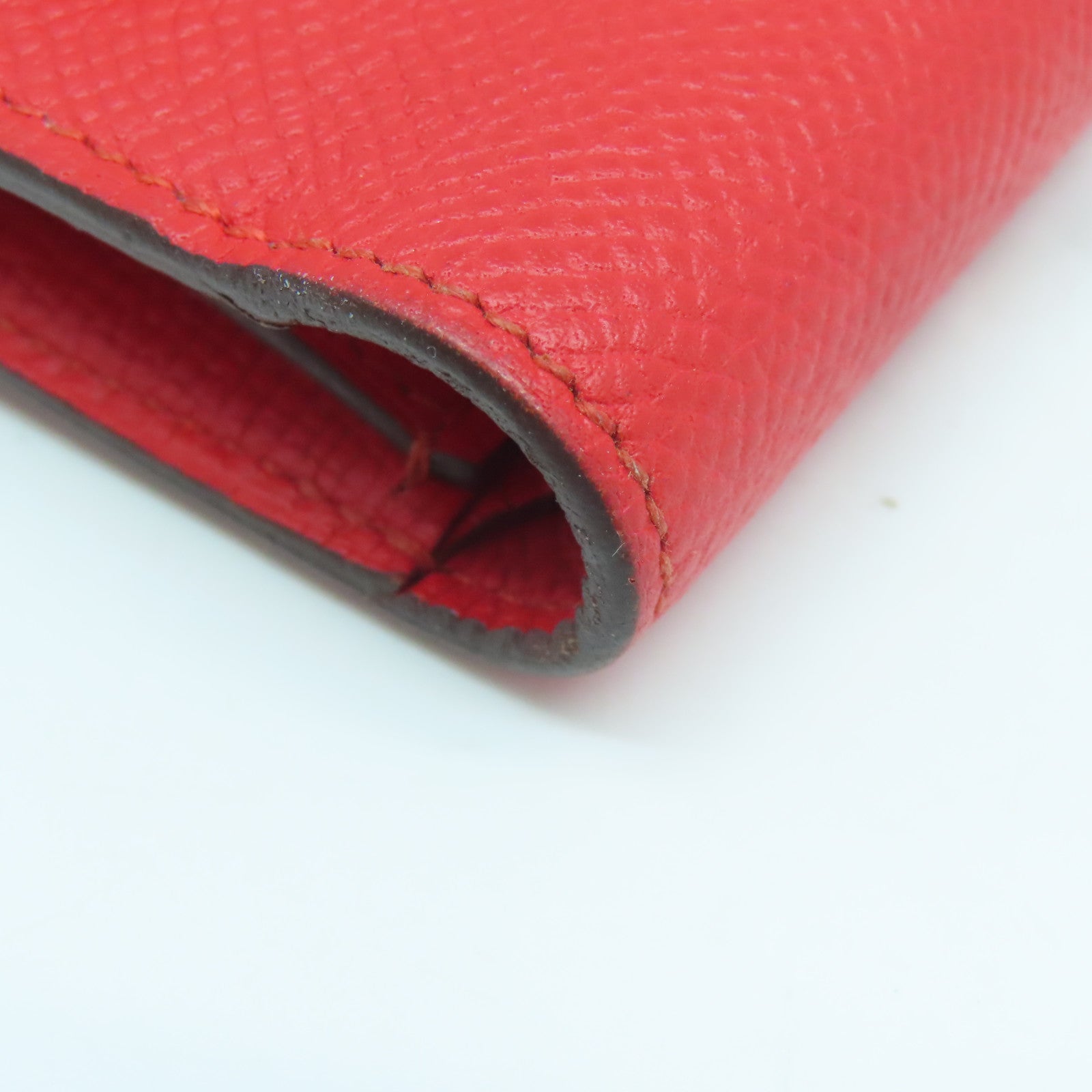 HERMES **【清倉大減價】Veau Epsom皮革Kelly Wallet金扣錢包紅色