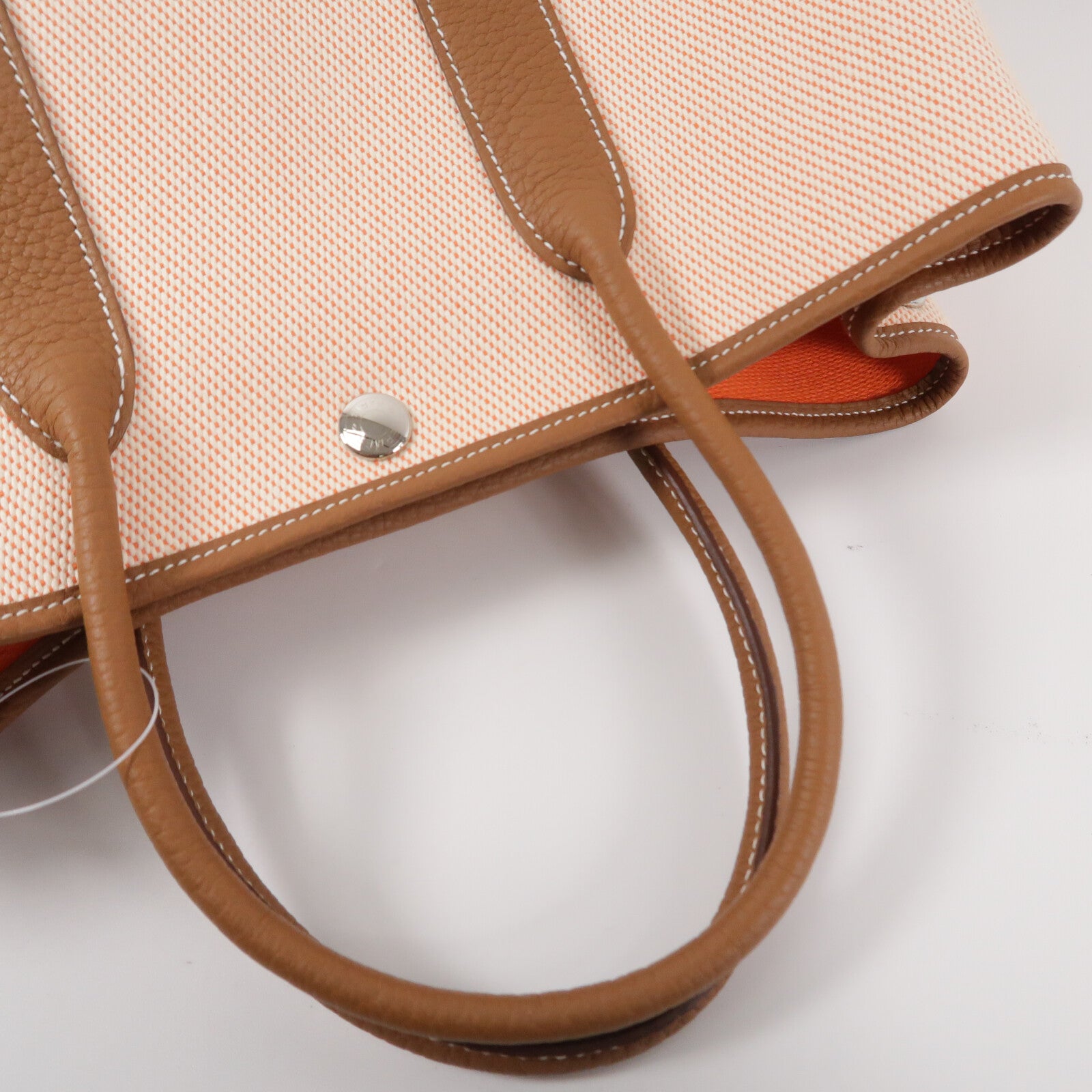 HERMES Negonda皮革/帆布Garden Party TPM手挽袋Gold/Orange Poppy