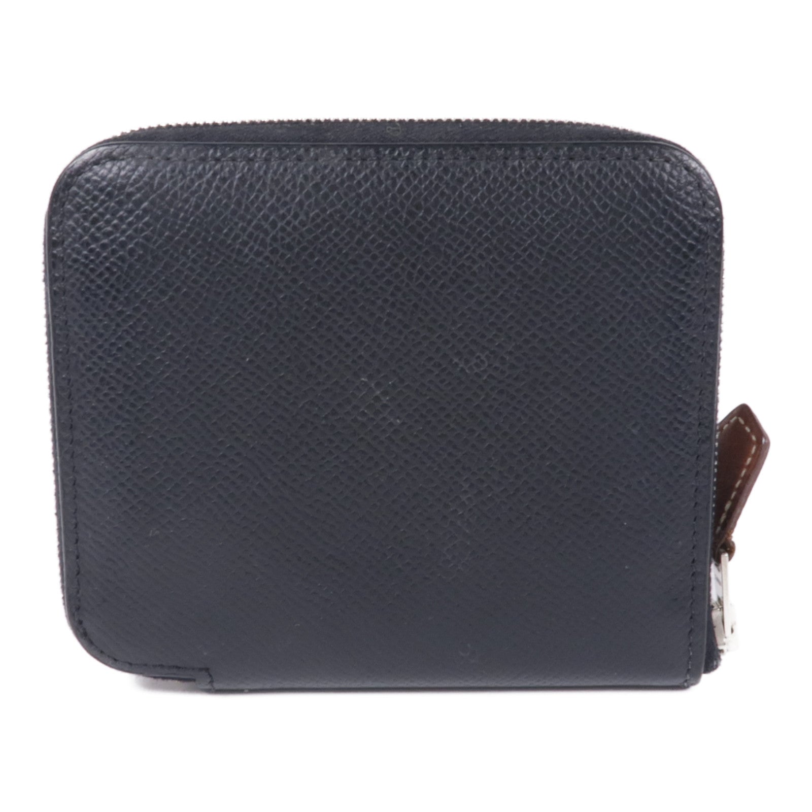 HERMES Epsom皮革Azap Silk In Compact銀扣錢包Noir