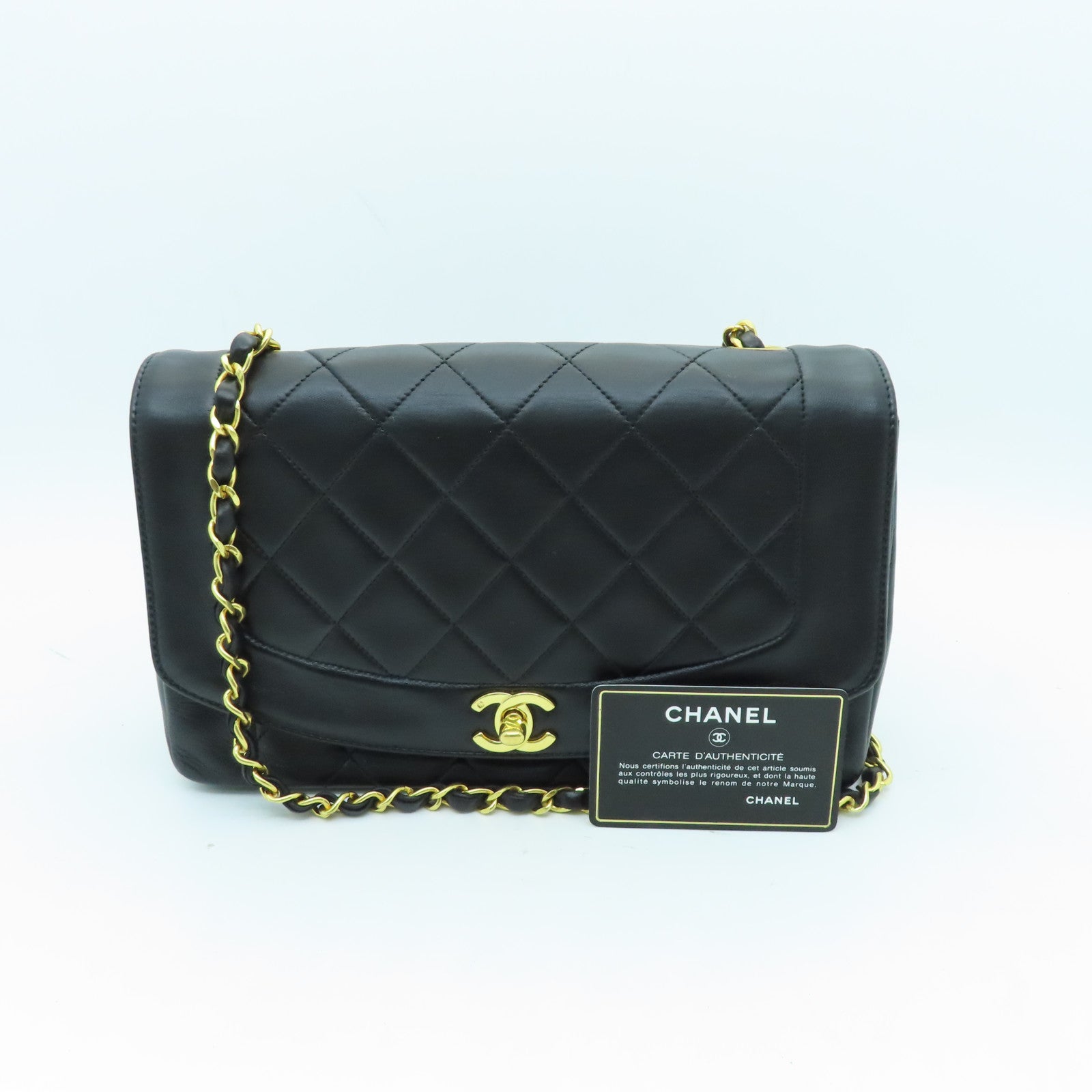 CHANEL rhombic sheepskin leather Chain Shoulder gold buckle chain shoulder bag black