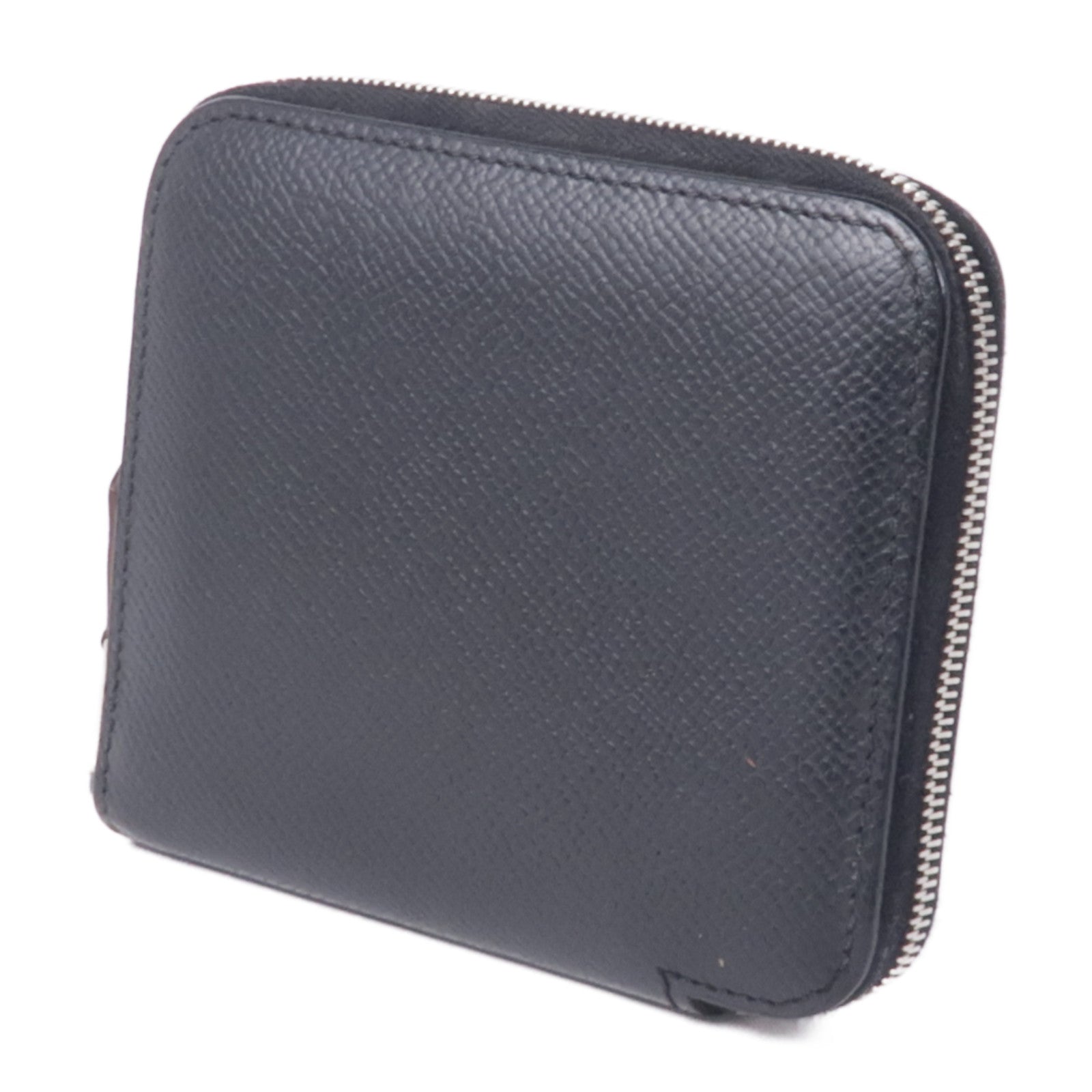 HERMES Epsom皮革Azap Silk In Compact銀扣錢包Noir