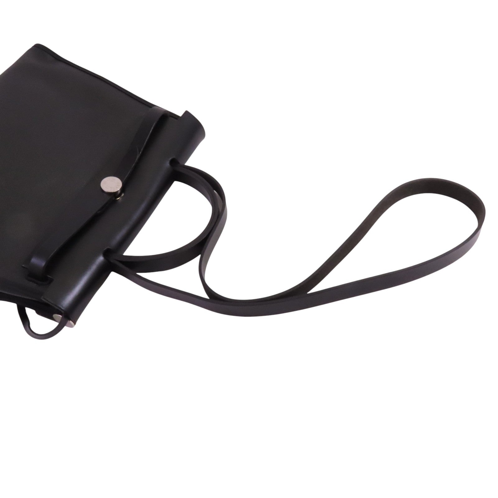 HERMES 塗層帆布/牛皮皮革Herbag PM銀扣手挽肩背兩用袋