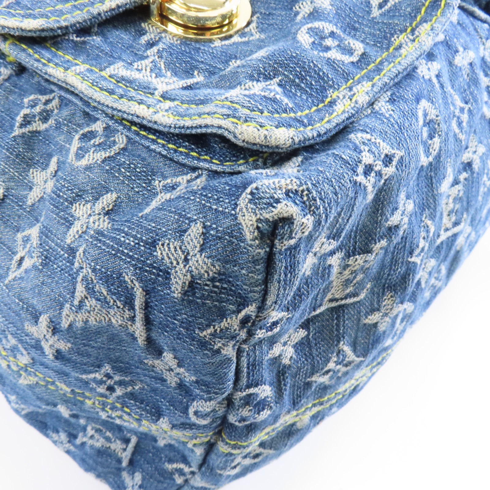 LOUIS VUITTON Monogram Denim Sac A Dos PM金扣背包藍色