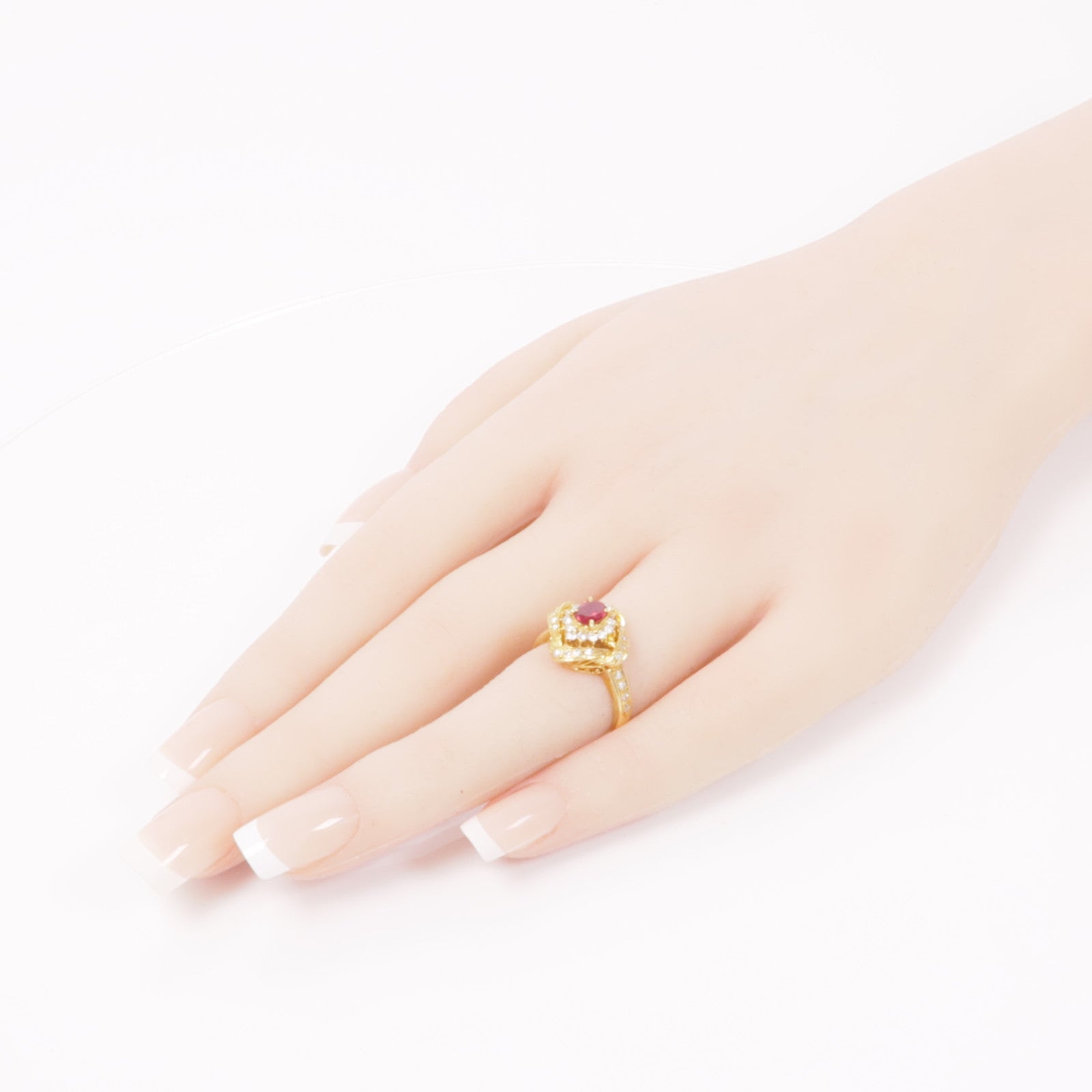 JEWELRY 18K黃金Ruby Ring紅寶石/鑽石戒指US#5