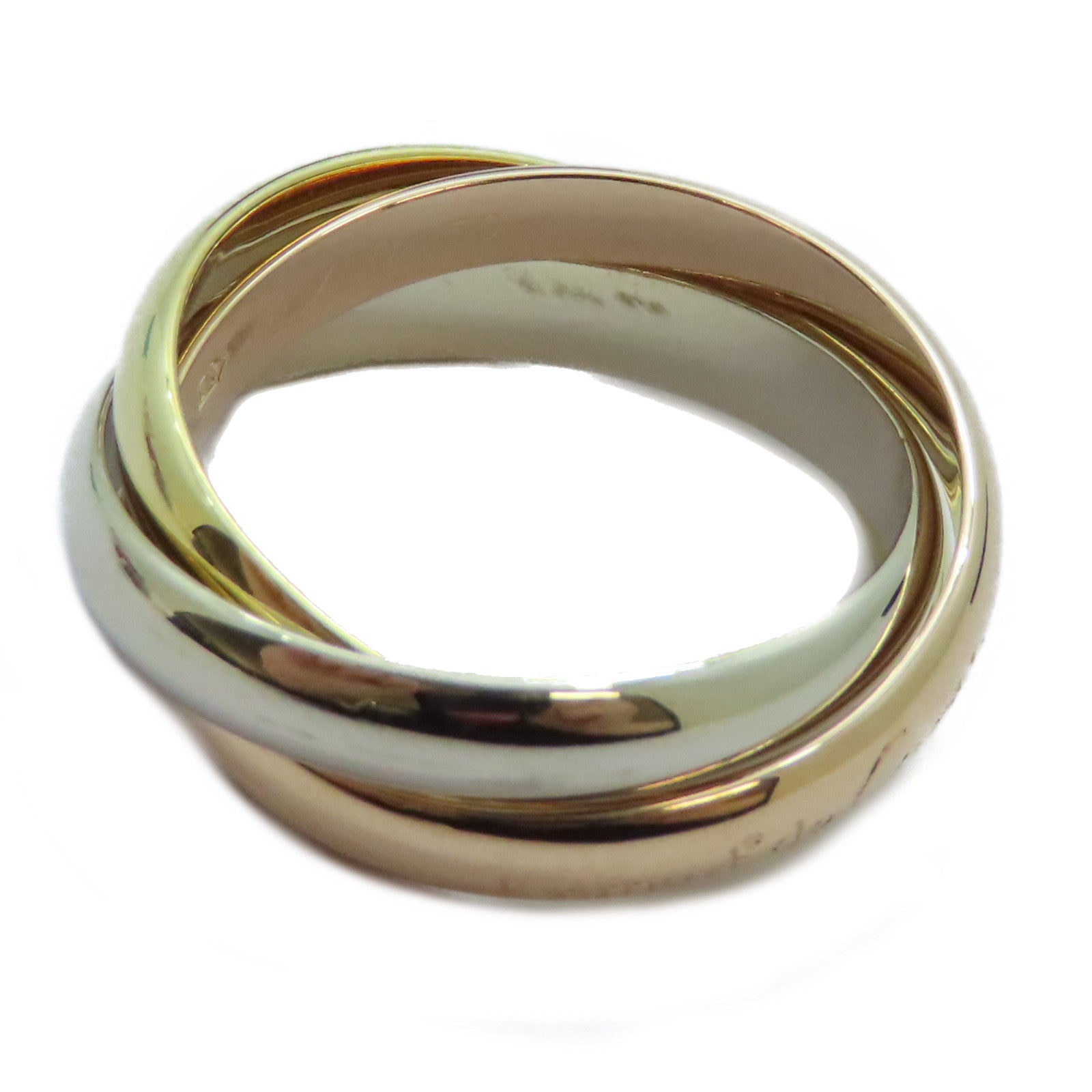 CARTIER 18K黃金/白金/玫瑰金Trinity戒指Cartier#56/US#7.5
