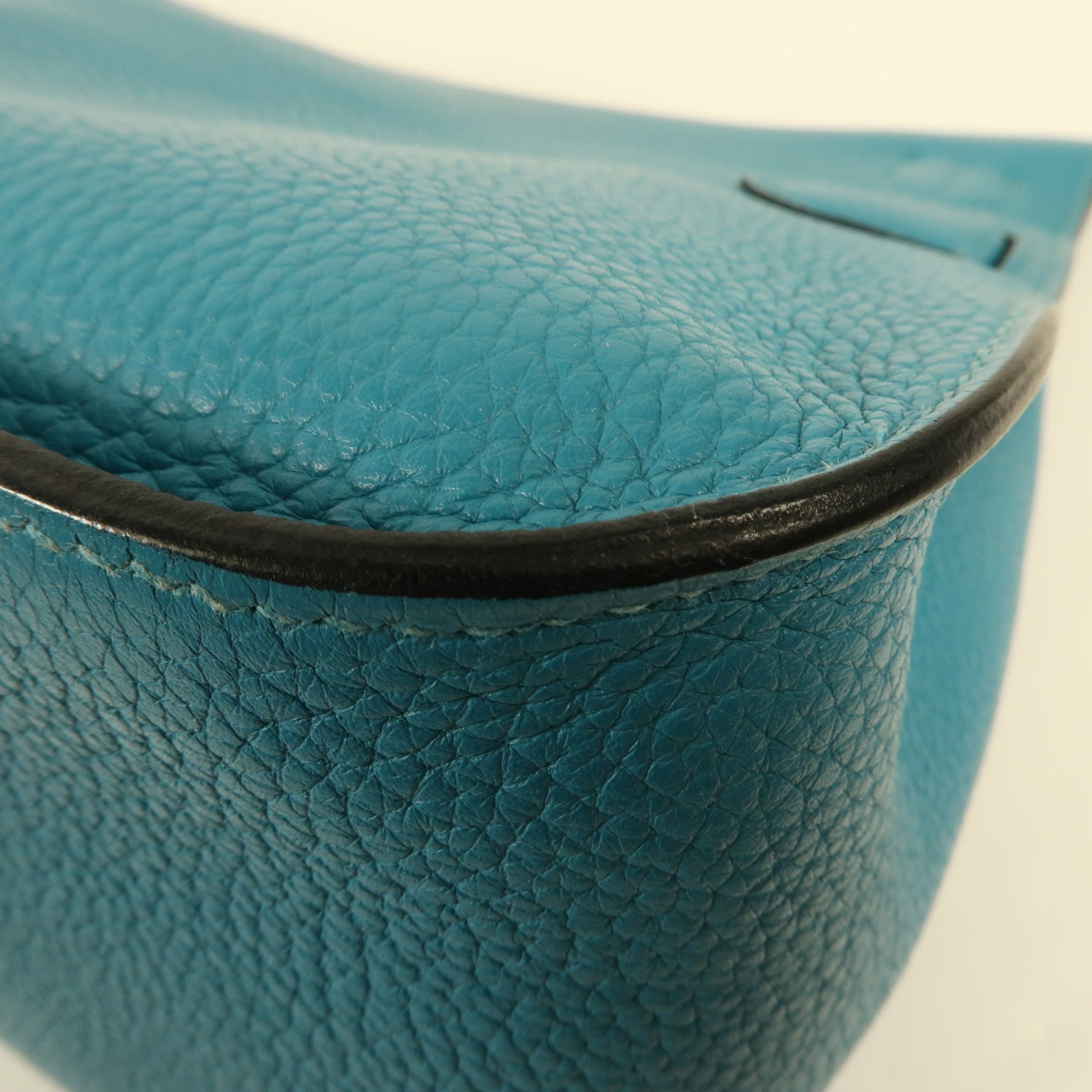 HERMES Clemence皮革Jypsiere 31銀扣肩背袋Bleu Lin