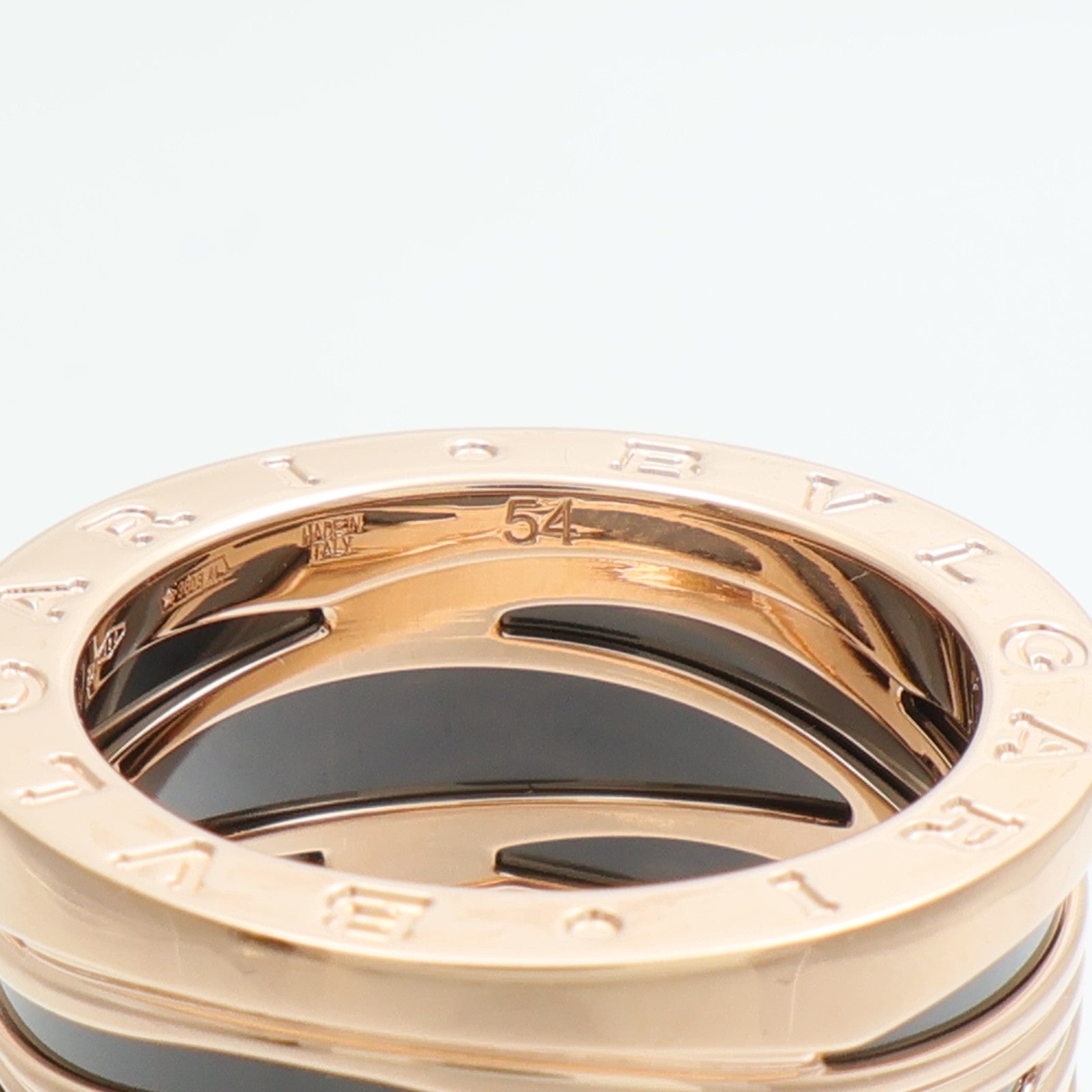 BVLGARI 18K玫瑰金B.Zerol Design Legend Ring琺瑯戒指
