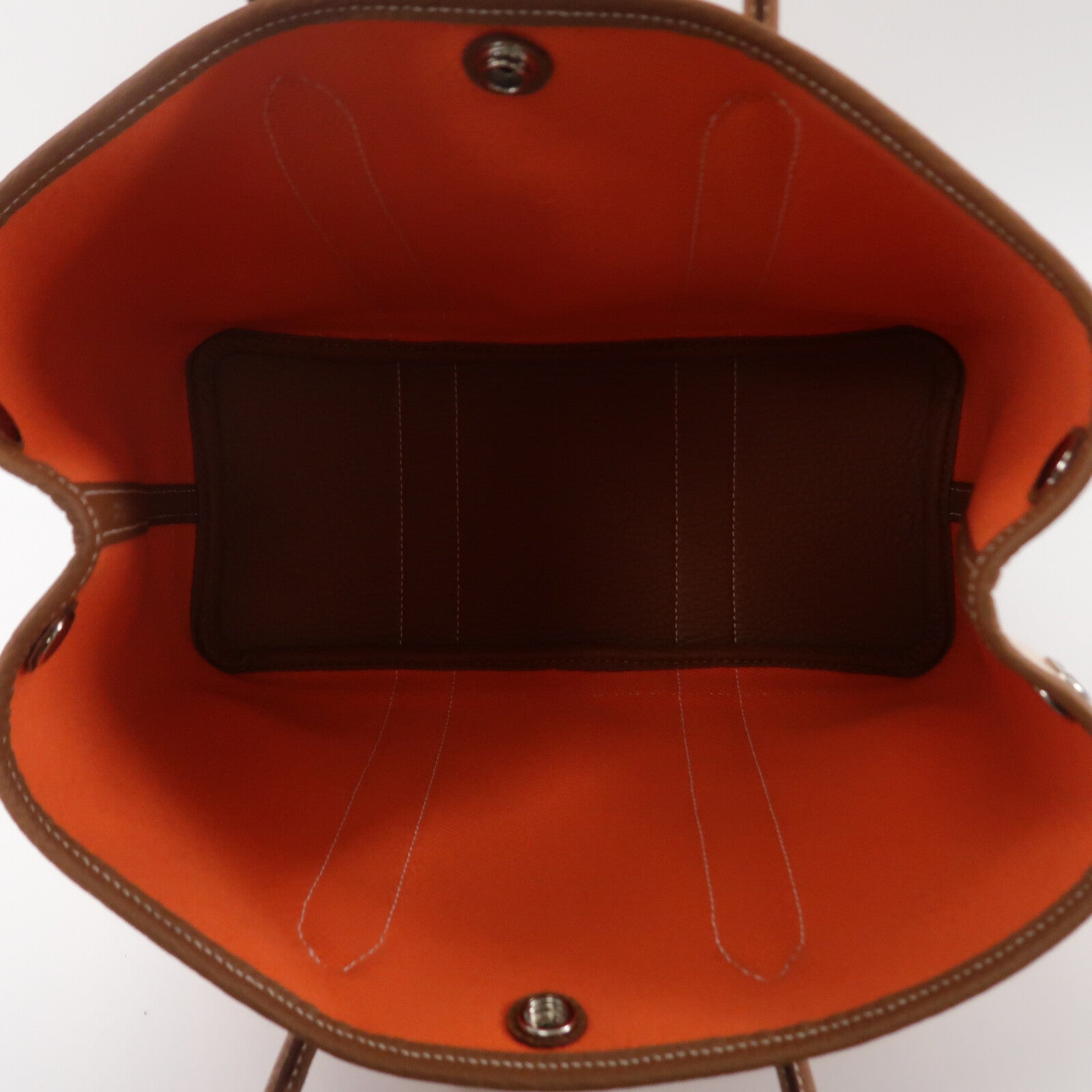 HERMES Negonda皮革/帆布Garden Party TPM手挽袋Gold/Orange Poppy
