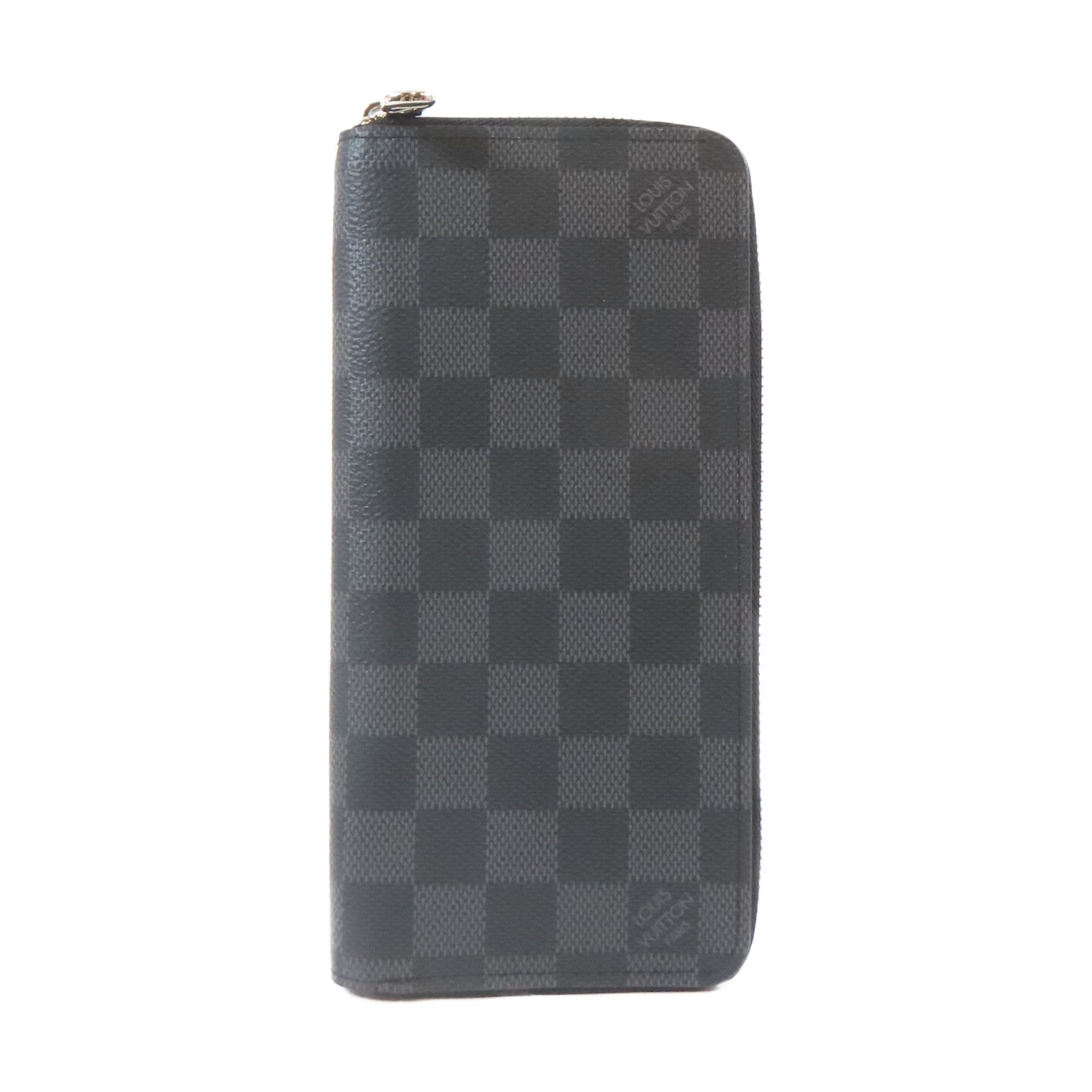 LOUIS VUITTON Damier Graphite Zippy Wallet Vertical銀扣長錢包黑色