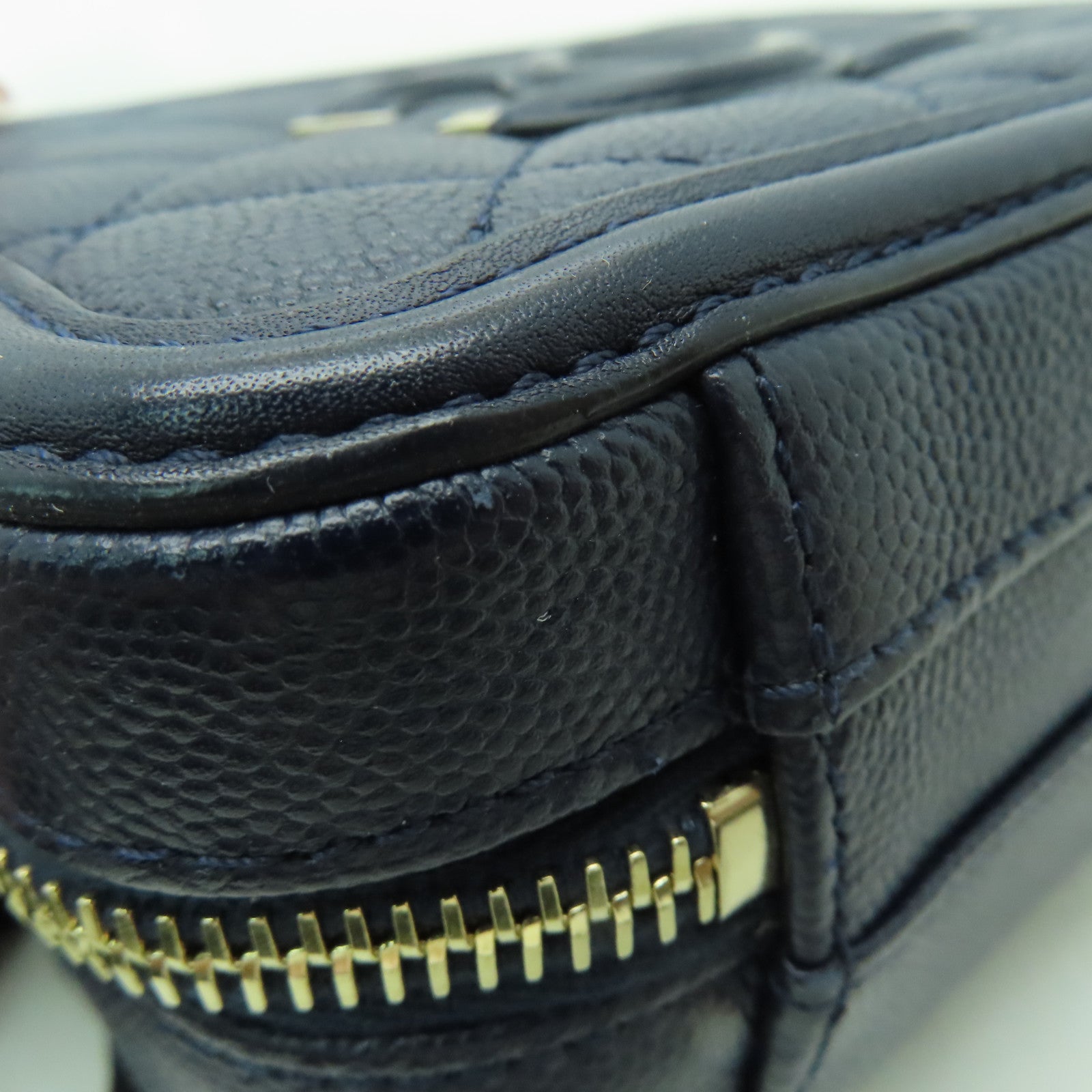 CHANEL **【激減優惠】菱格牛皮皮革Vanity Case金扣手挽肩背兩用袋藍色