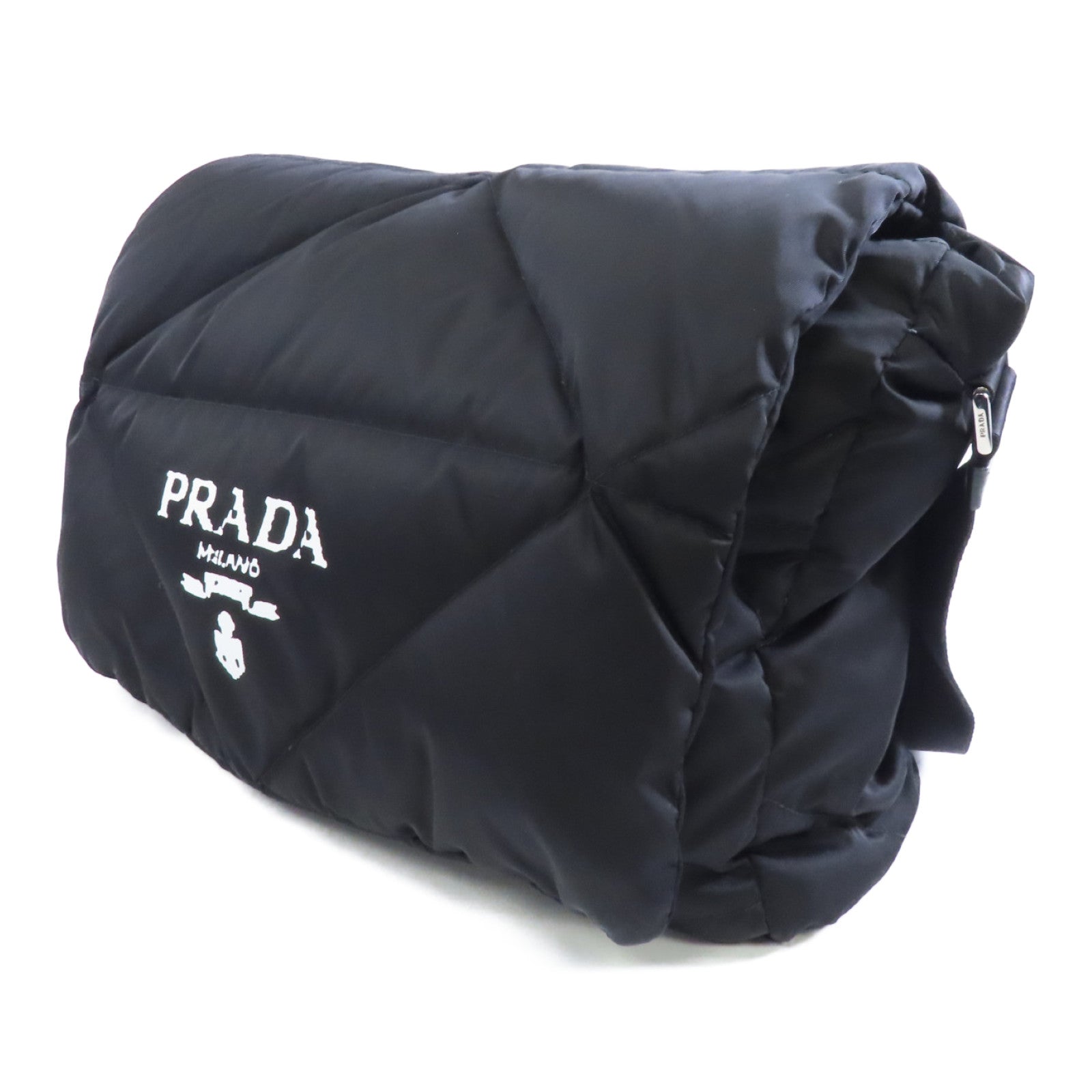 PRADA 【激減優惠】尼龍Tessuto銀扣肩背袋黑色