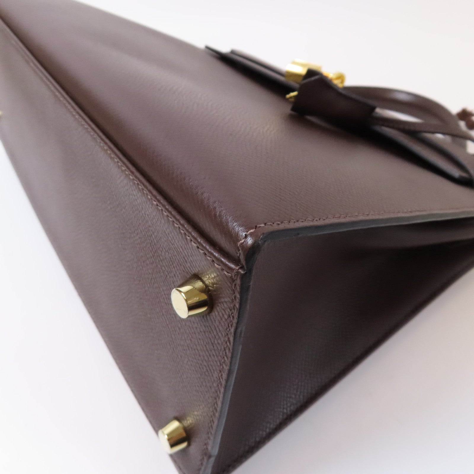HERMES Epsom皮革Kelly 32金扣手挽肩背兩用袋咖啡色