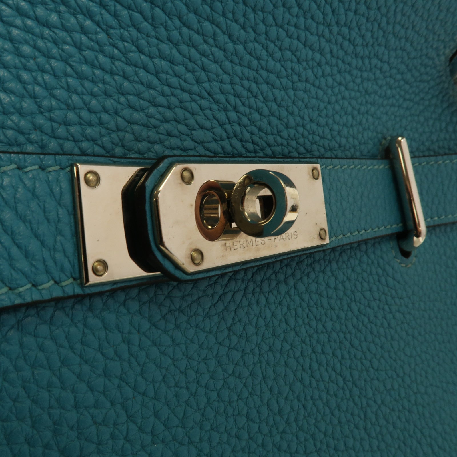 HERMES Clemence皮革Jypsiere 31銀扣肩背袋Bleu Lin