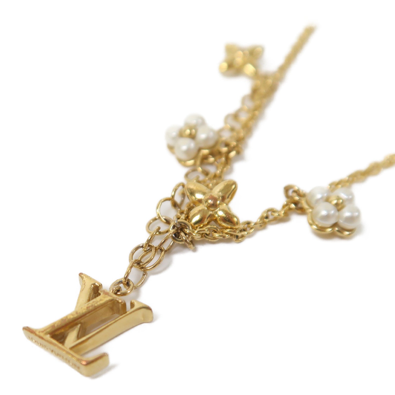 LOUIS VUITTON 金屬Floragram Bracelet手鏈金色/白色