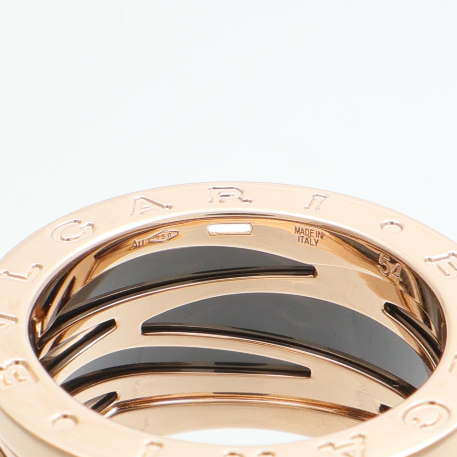 BVLGARI 18K玫瑰金B.Zerol Design Legend Ring琺瑯戒指