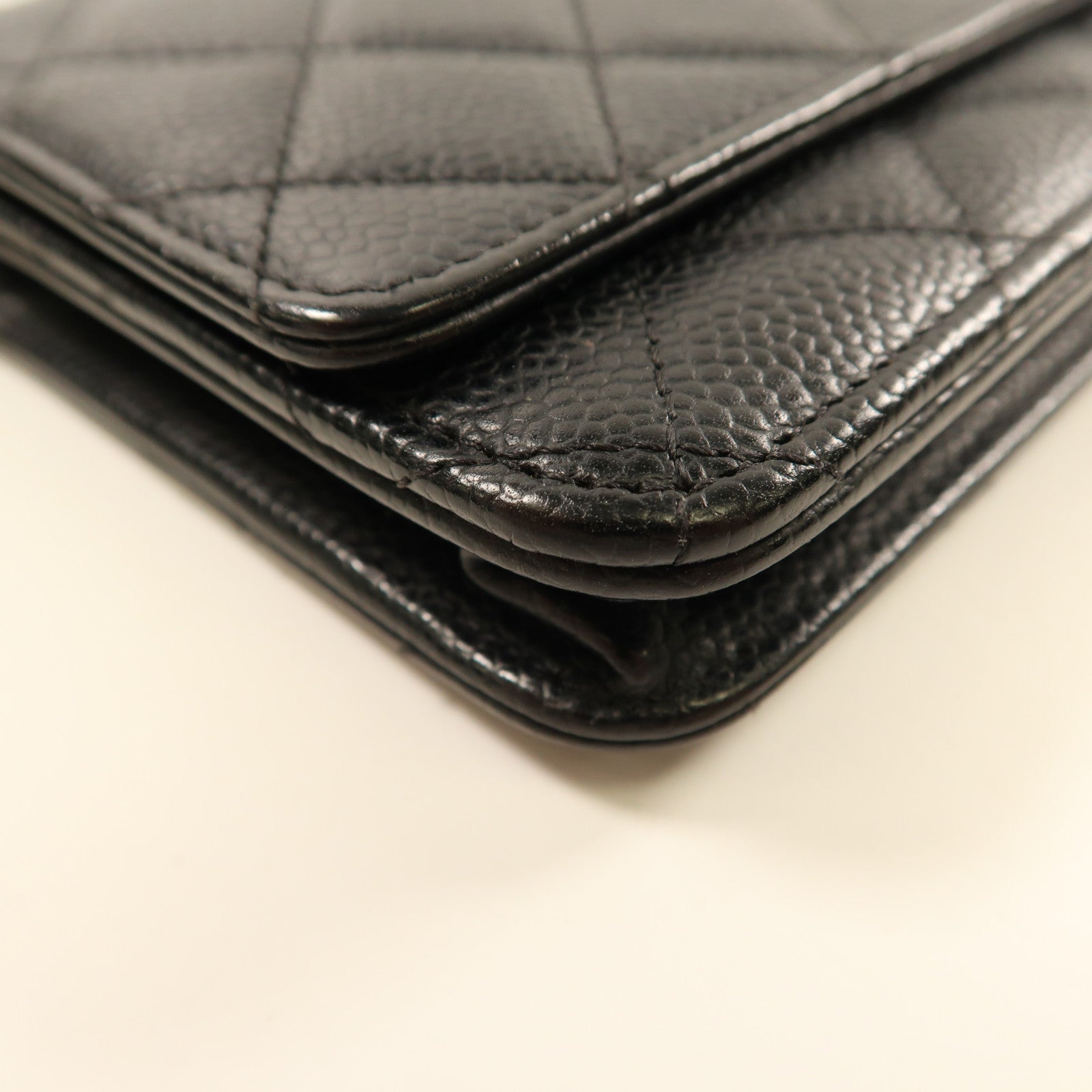 CHANEL 牛皮皮革Wallet On Chain金扣鏈帶肩背袋黑色