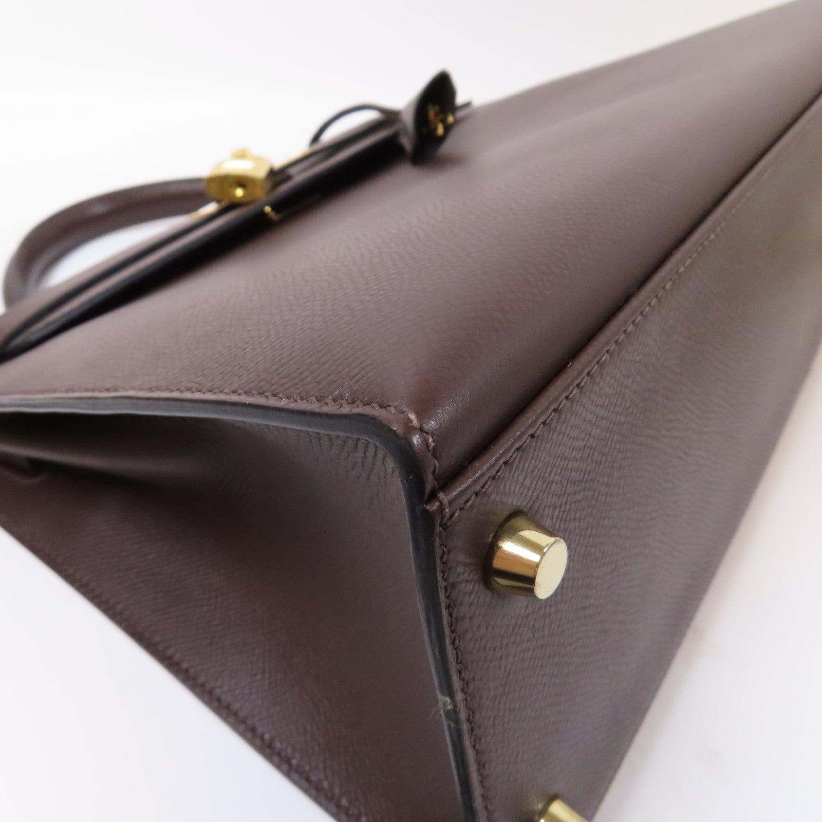 HERMES Epsom皮革Kelly 32金扣手挽肩背兩用袋咖啡色