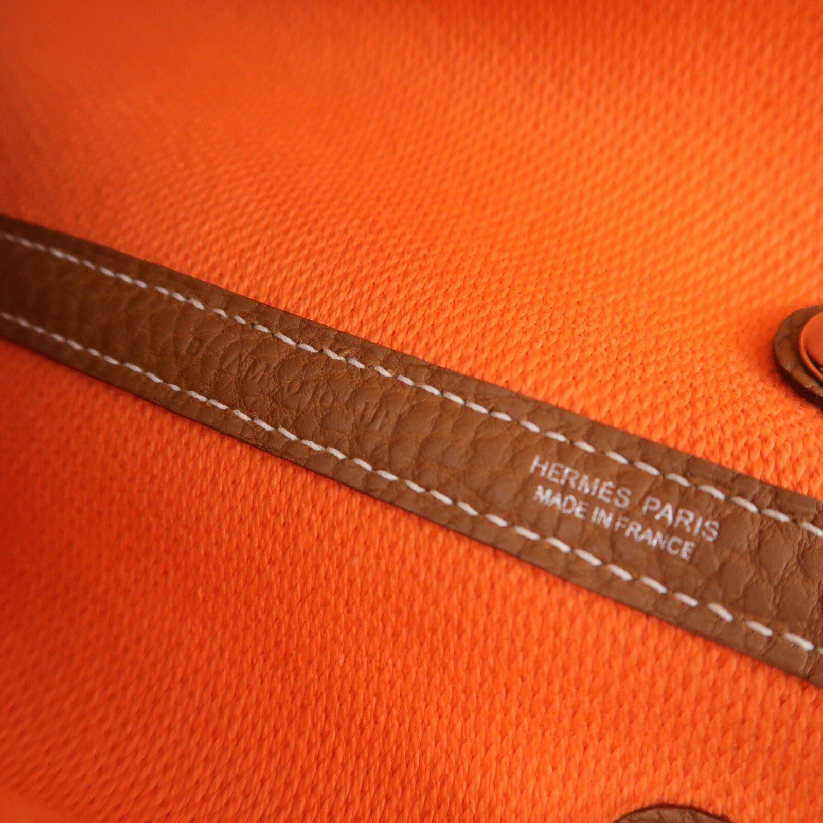 HERMES Negonda皮革/帆布Garden Party TPM手挽袋Gold/Orange Poppy