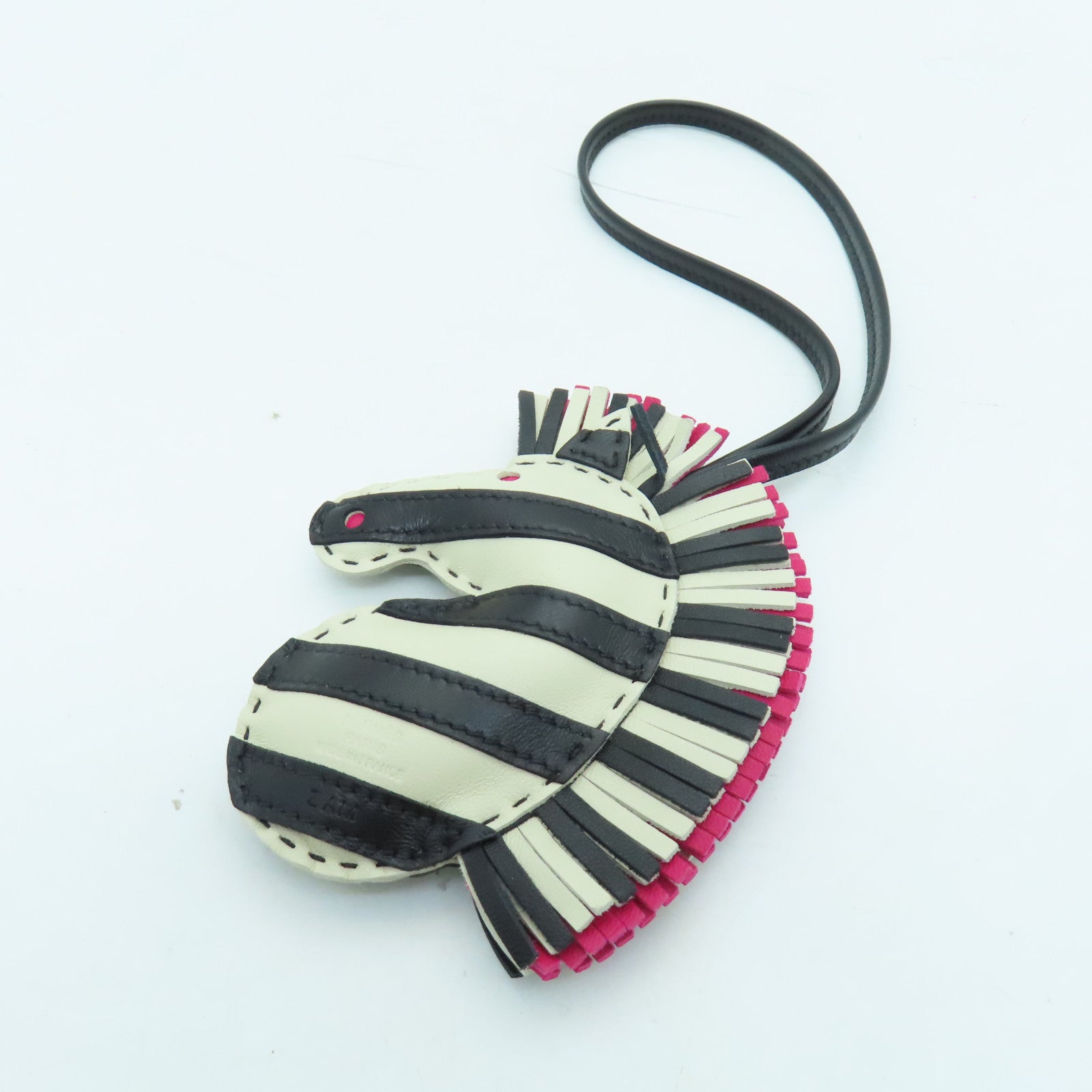 HERMES Milo Leather Geegee Savannah Charm Charm Black/White/Pink