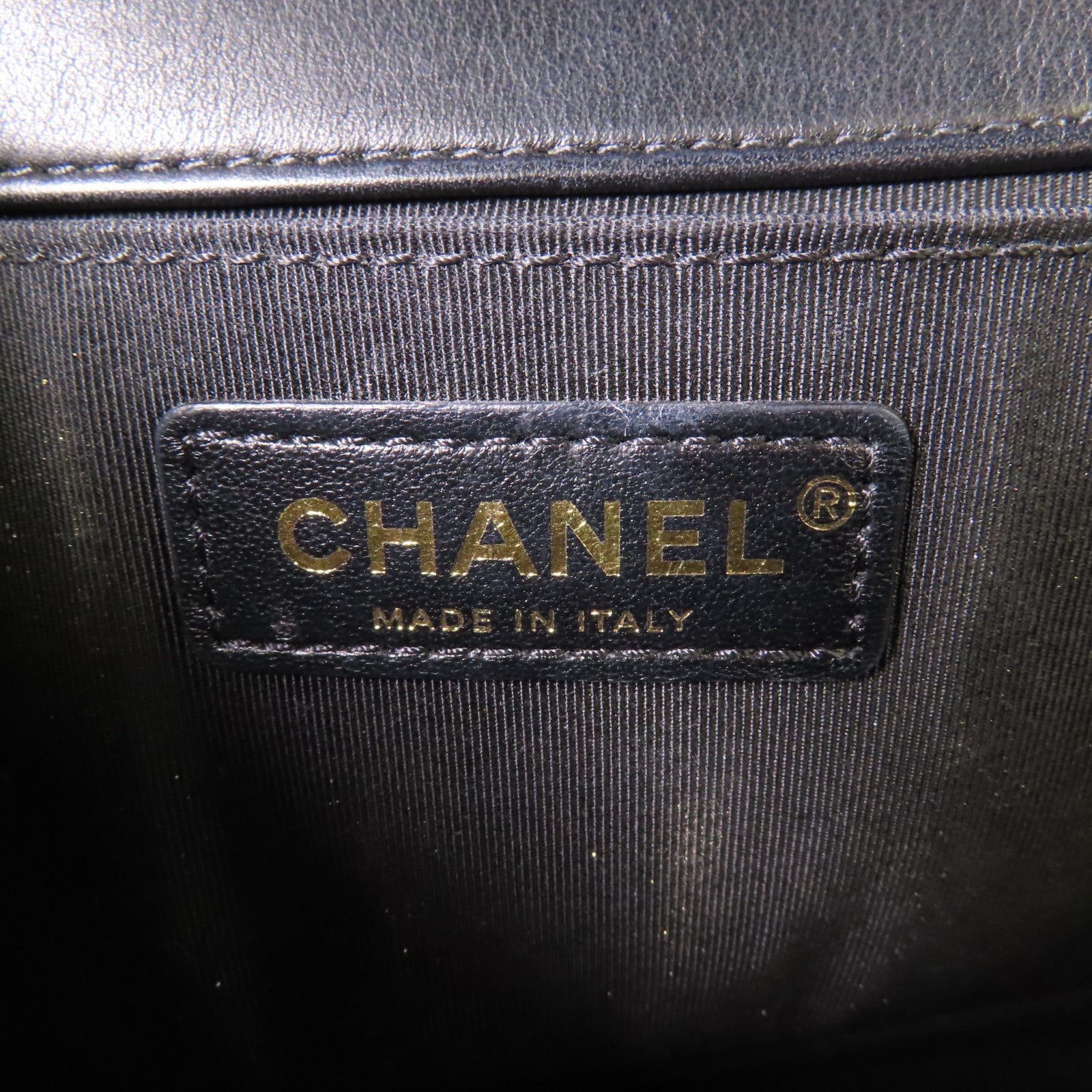 CHANEL 羊皮皮革Boy 25cm金扣鏈帶肩背袋