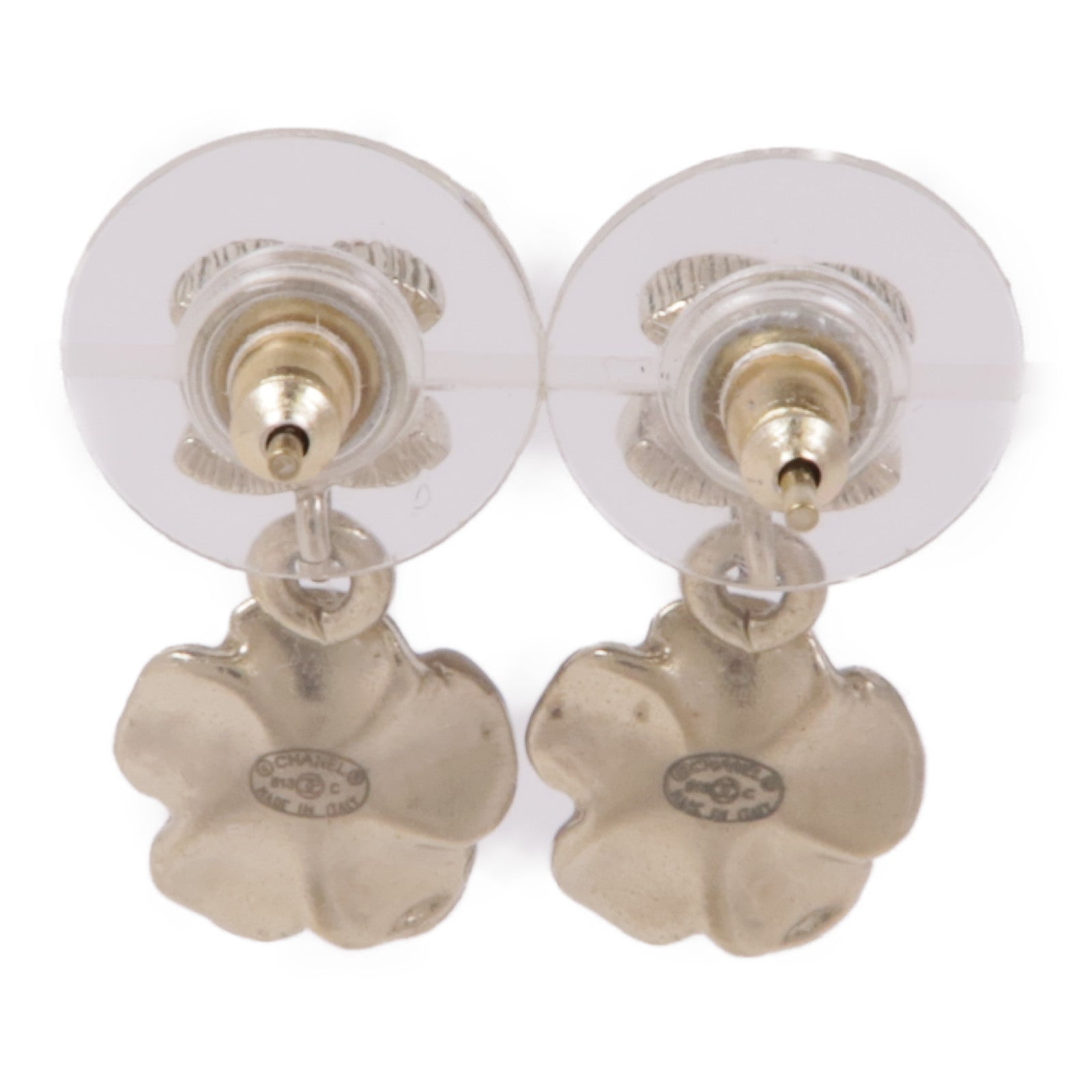 CHANEL CC Earrings Metal Gold Pink