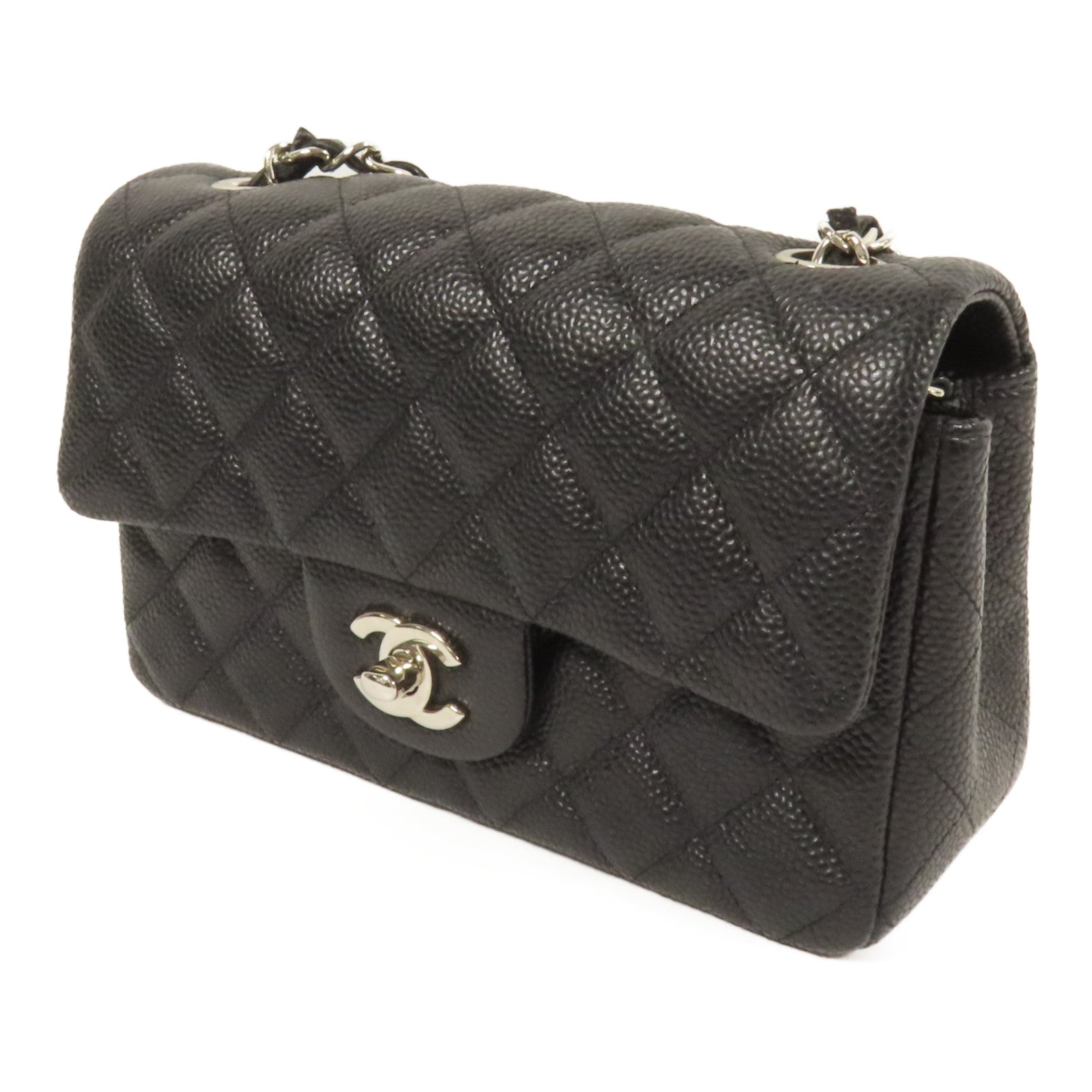 CHANEL 牛皮皮革Mini Classic 20銀扣鏈帶肩背袋