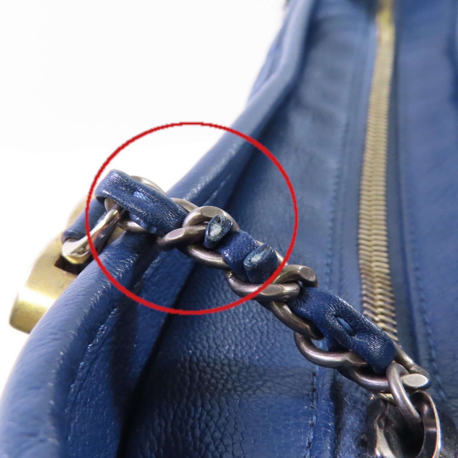CHANEL 【激減優惠】菱格羊皮皮革Gabrielle MM Chain Shoulder Bag金扣鏈帶肩背袋藍色