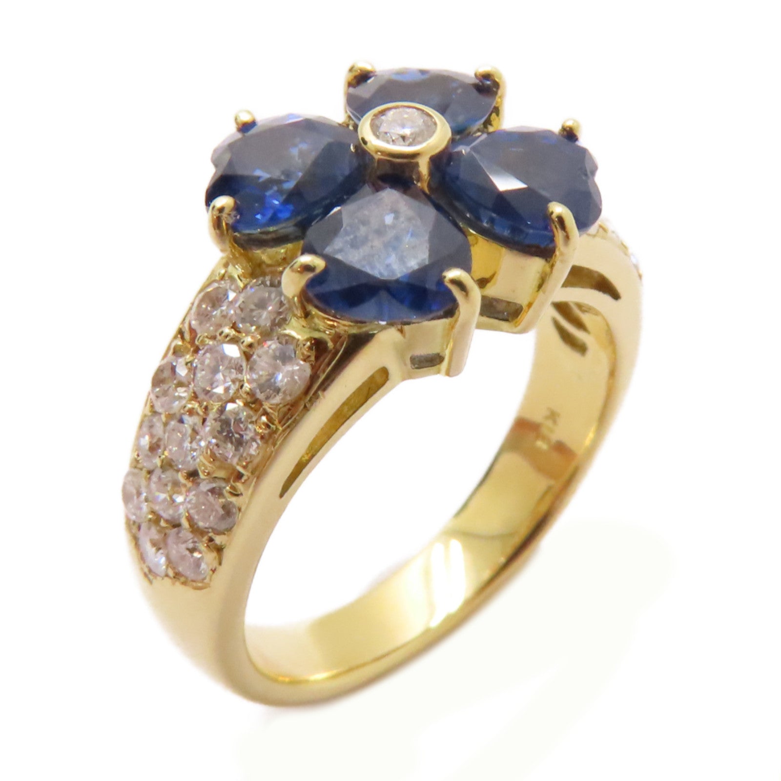 JEWELRY 【激減優惠】18K黃金/2.32ct藍寶石/0.64ct鑽石Sapphire Ring戒指US#5.75