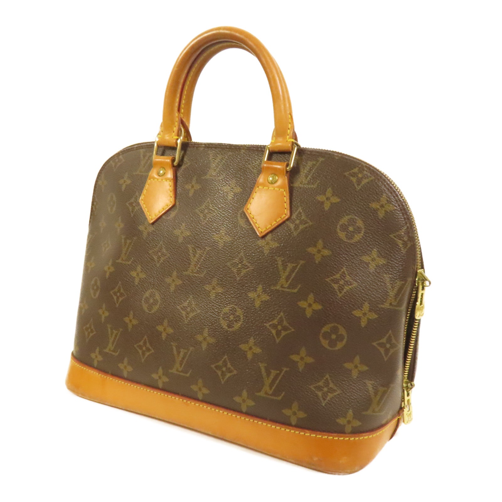 LOUIS VUITTON Monogram Alma金扣手挽袋棕色