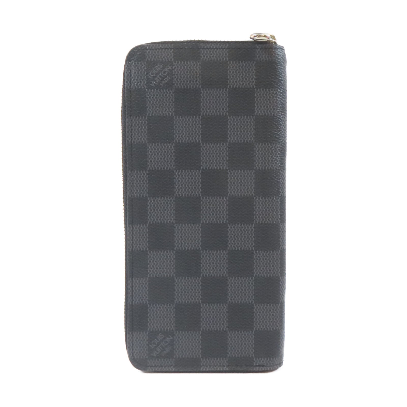 LOUIS VUITTON Damier Graphite Zippy Wallet Vertical銀扣長錢包黑色