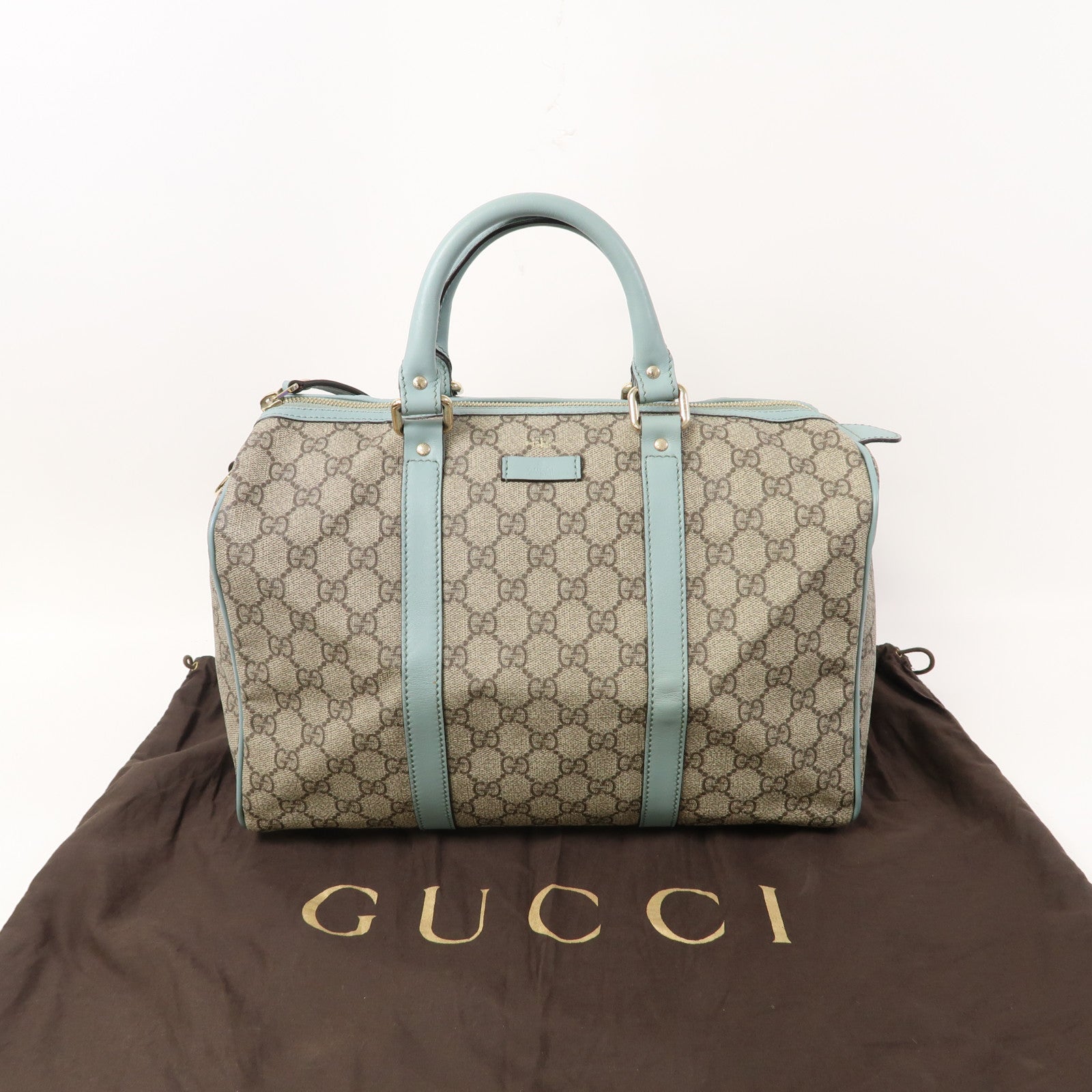 GUCCI 塗層帆布Boston Handbag金扣手挽袋米色