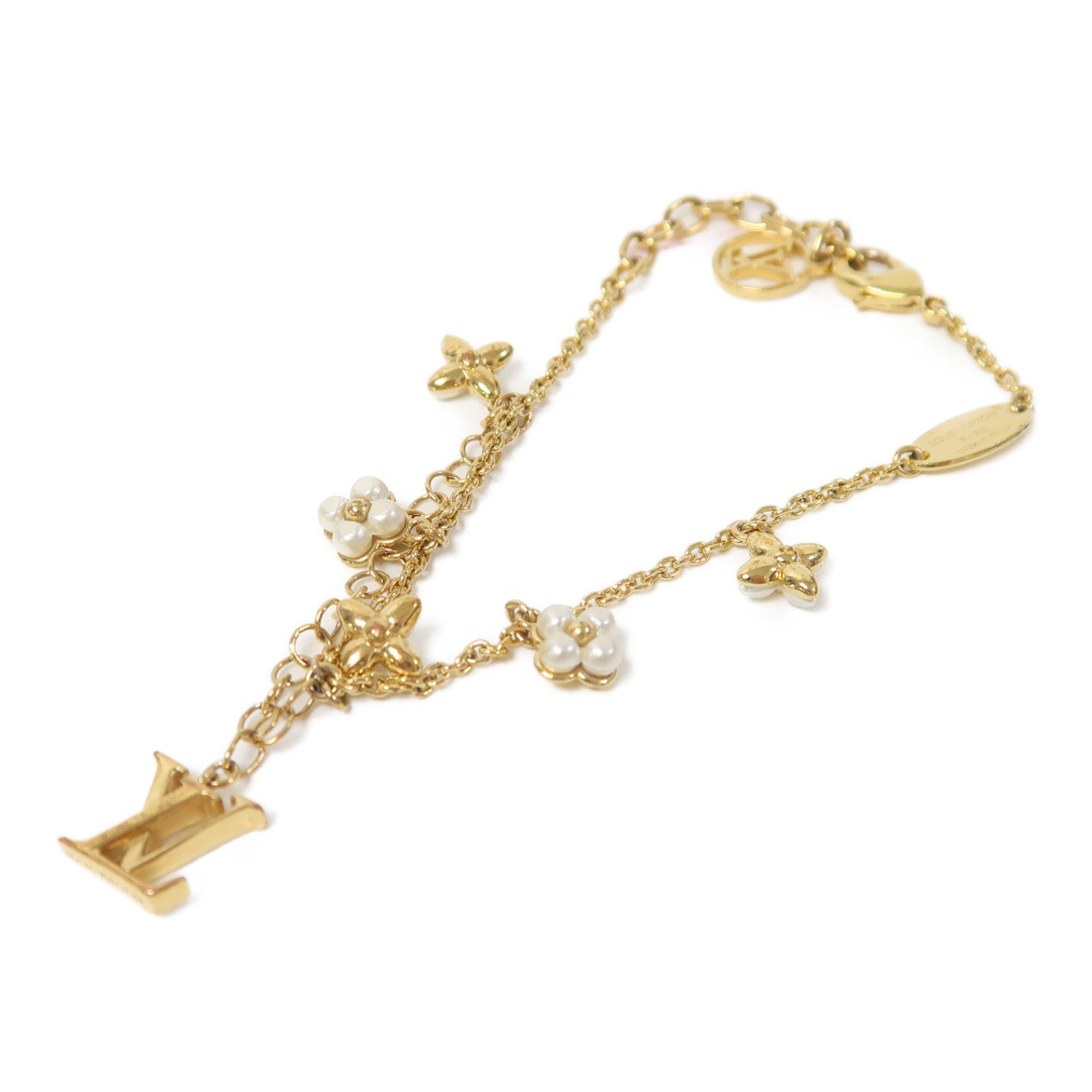 LOUIS VUITTON 金屬Floragram Bracelet手鏈金色/白色