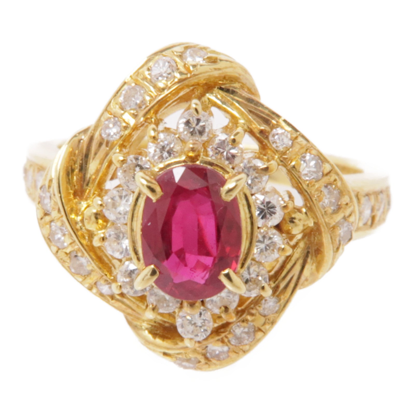 JEWELRY 18K黃金Ruby Ring紅寶石/鑽石戒指US#5