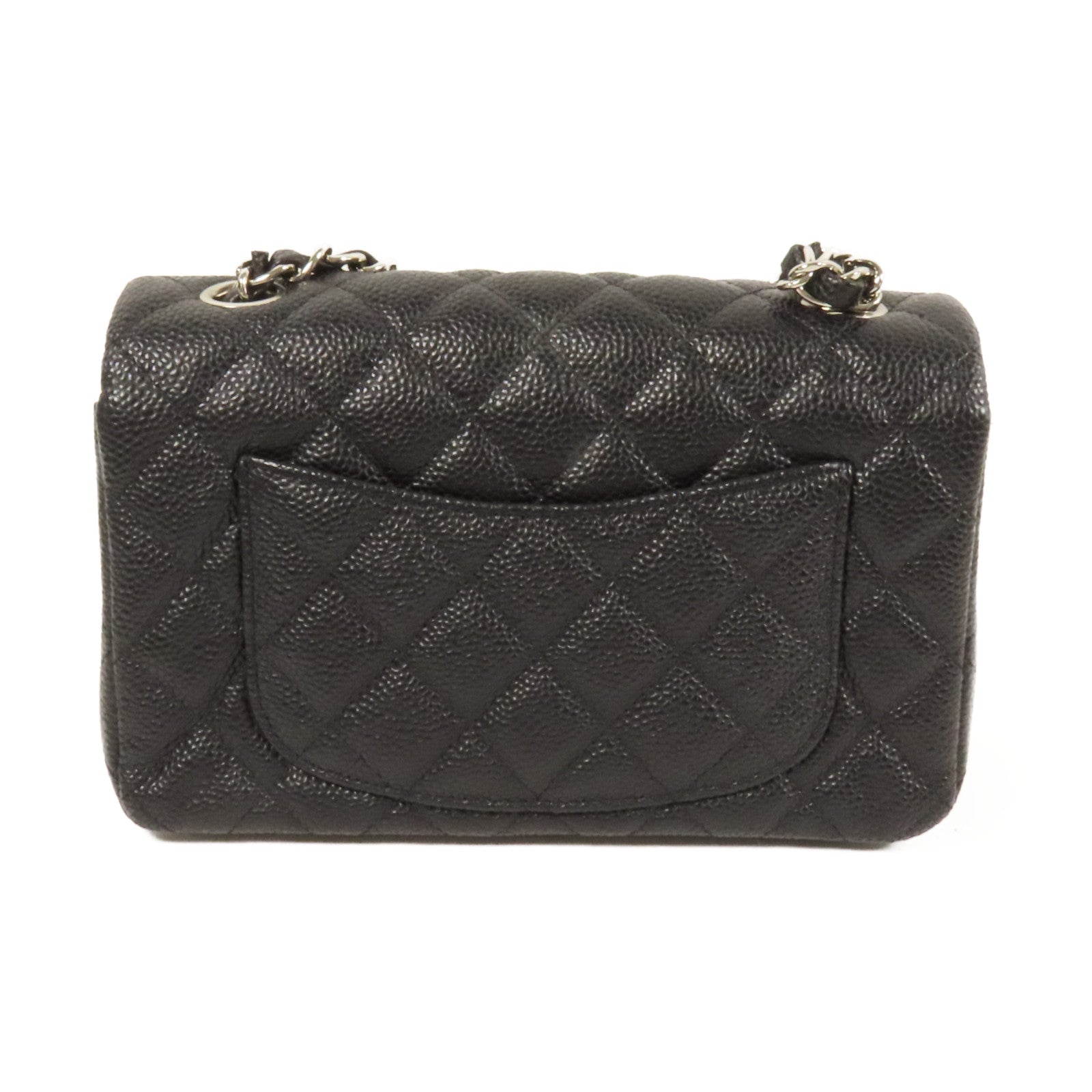 CHANEL 牛皮皮革Mini Classic 20銀扣鏈帶肩背袋