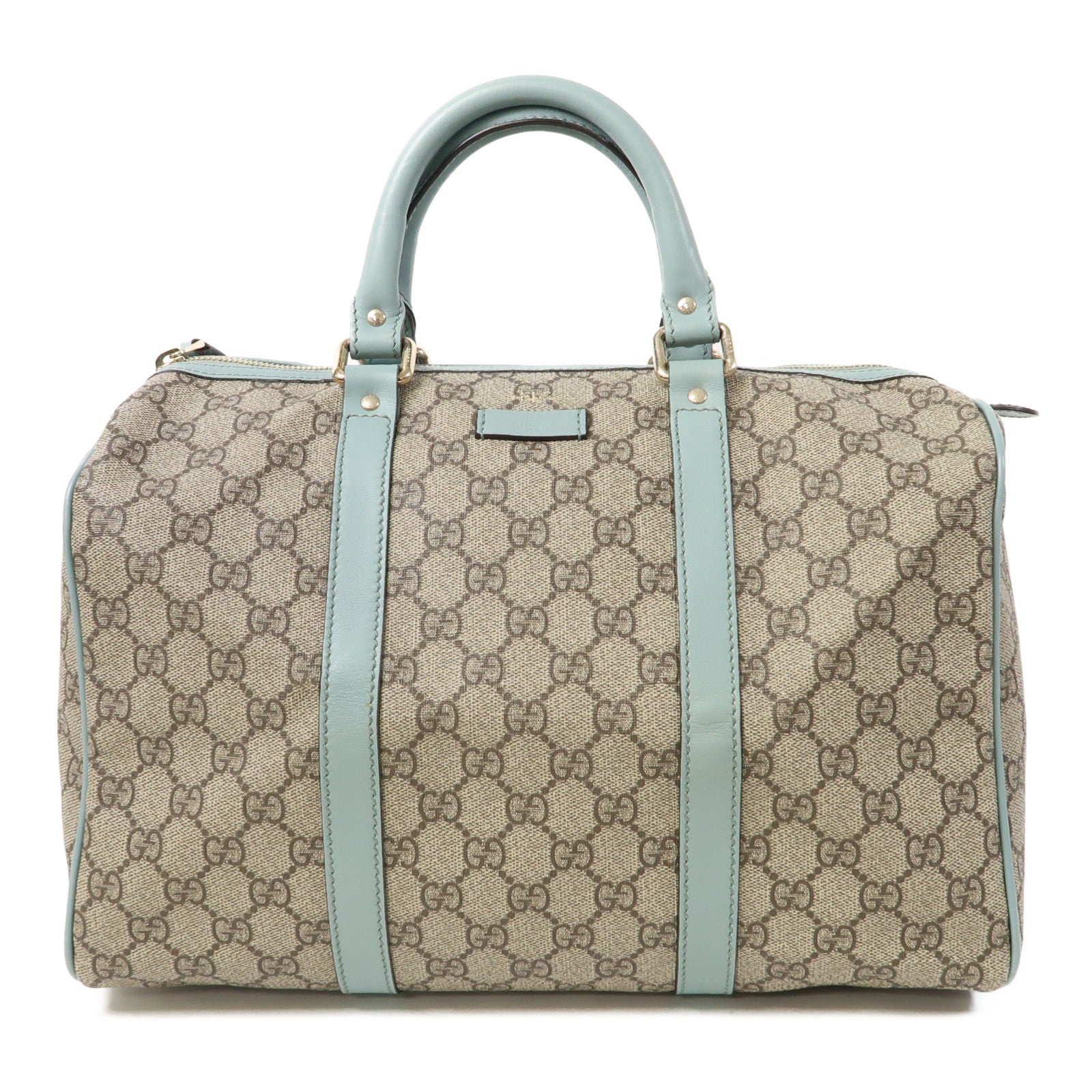 GUCCI 塗層帆布Boston Handbag金扣手挽袋米色