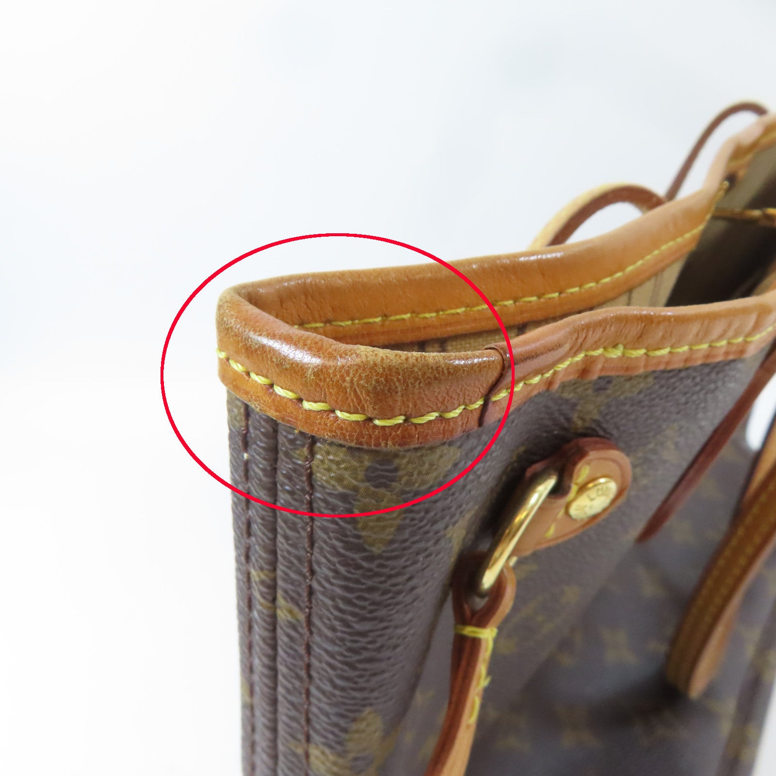 LOUIS VUITTON Monogram Neverfull PM金扣手挽袋啡色