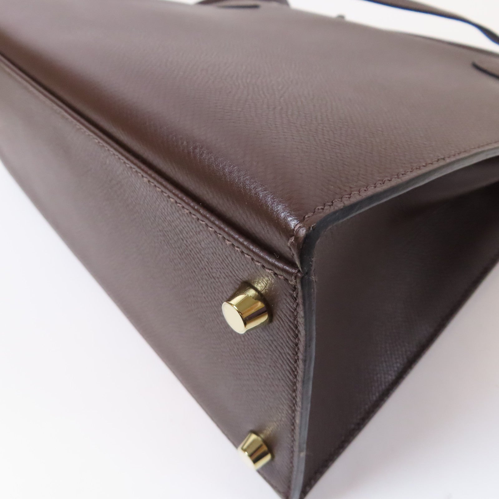 HERMES Epsom皮革Kelly 32金扣手挽肩背兩用袋咖啡色