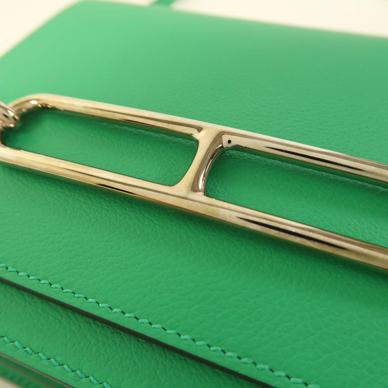 HERMES Evercolor皮革Roulis Mini銀扣肩背袋Menthe