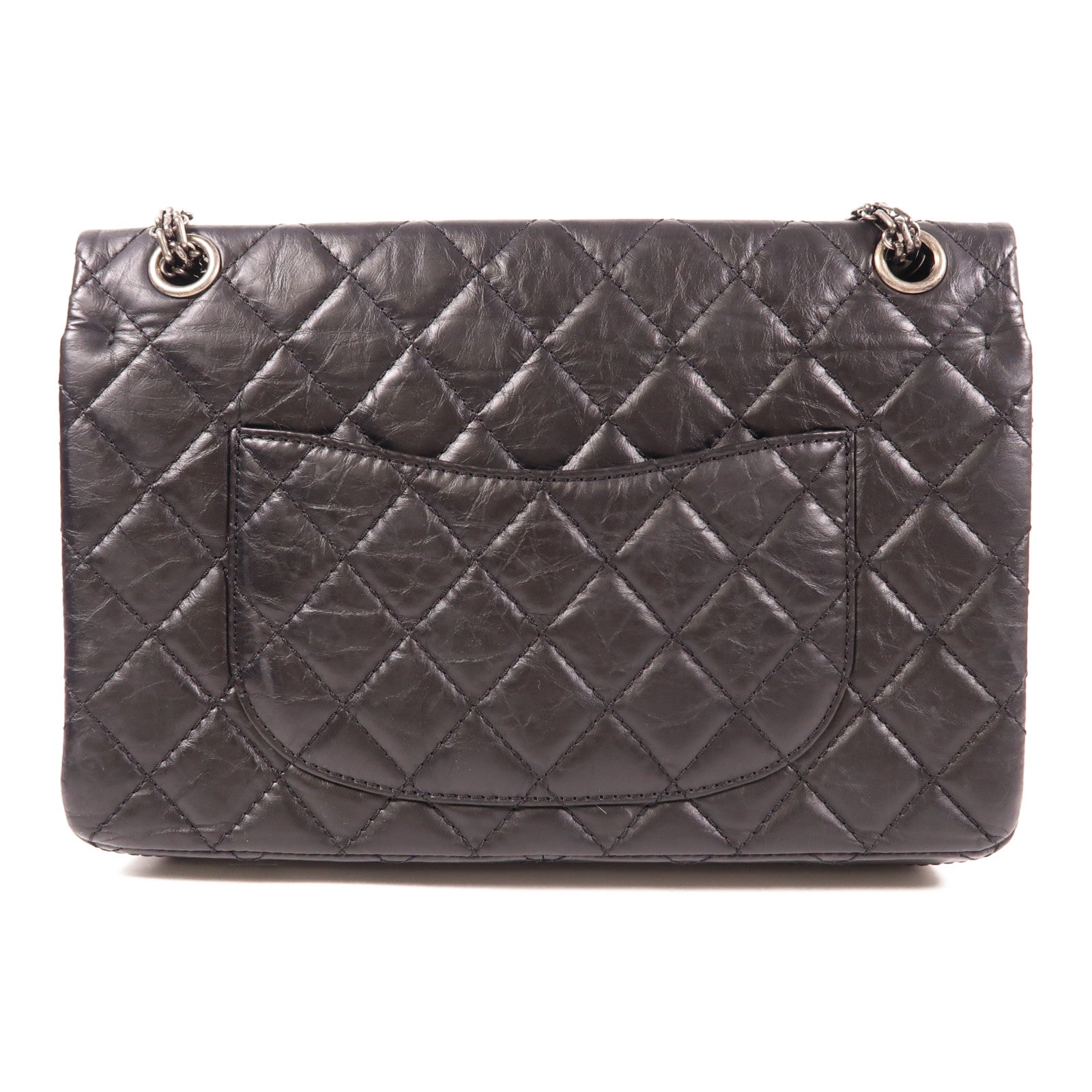 CHANEL 牛皮皮革2.55 Chain Shoulder銀扣鏈帶肩背袋