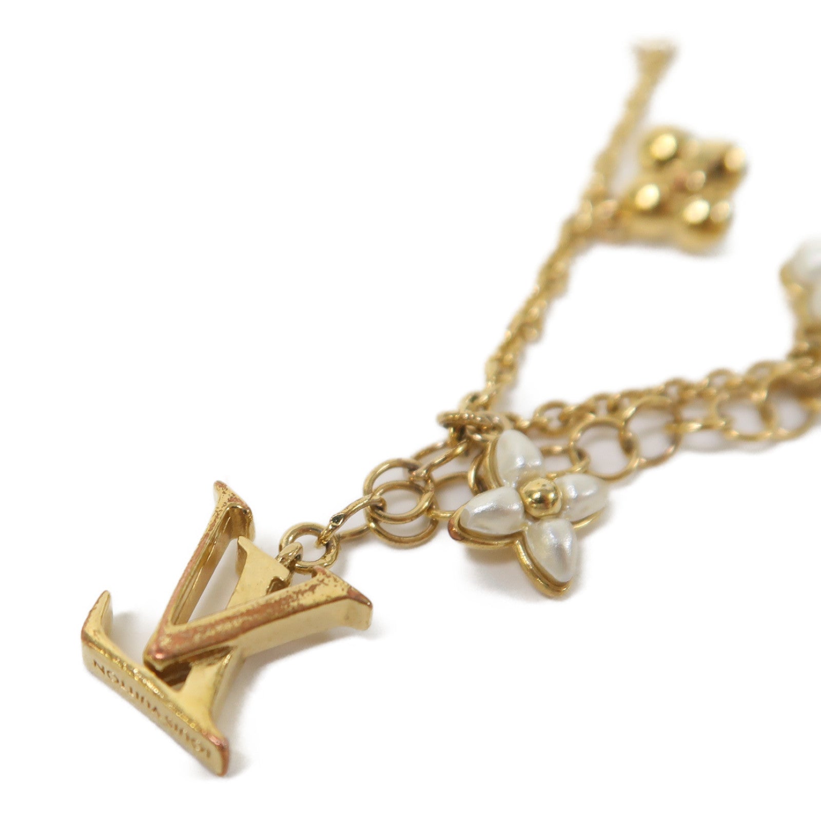 LOUIS VUITTON 金屬Floragram Bracelet手鏈金色/白色