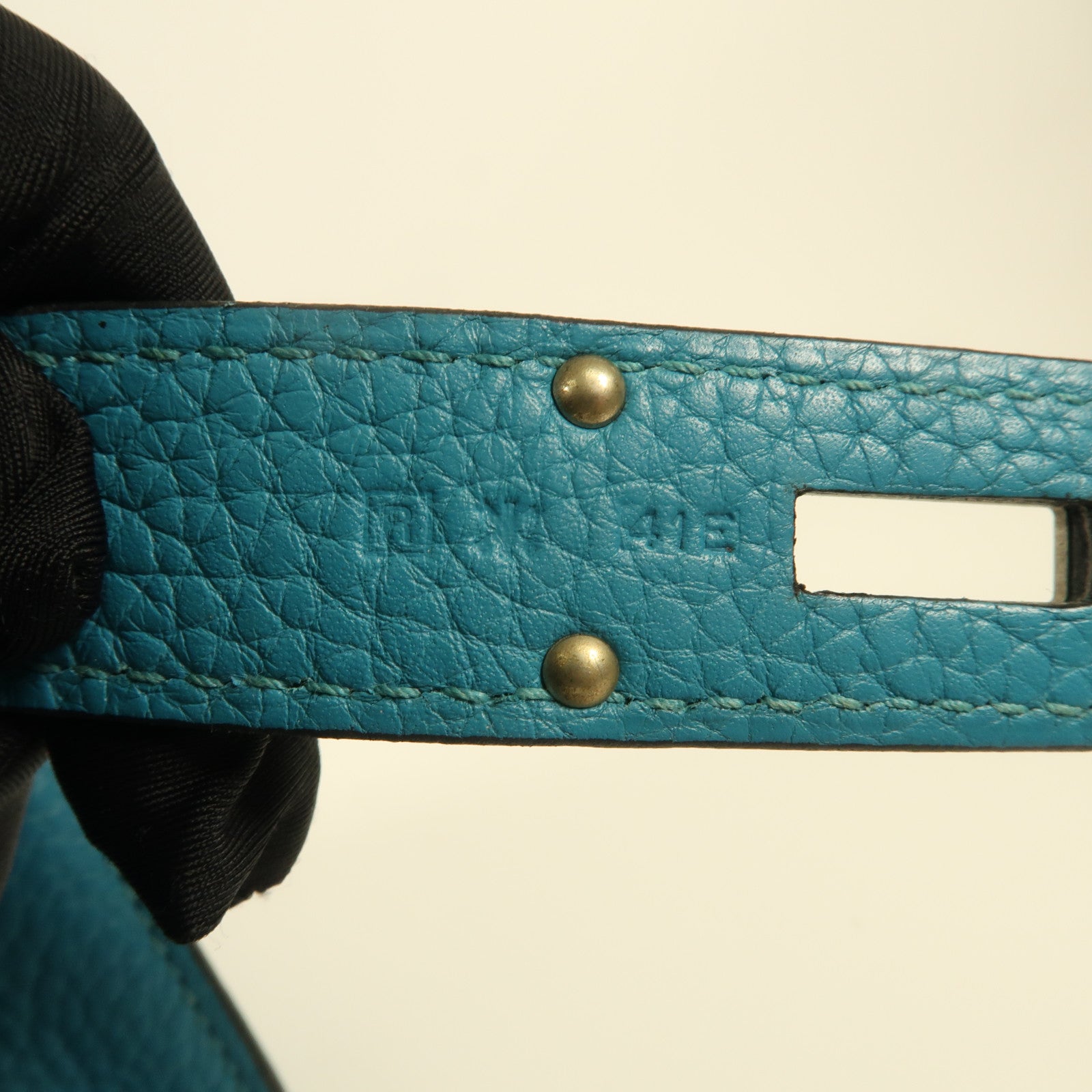 HERMES Clemence皮革Jypsiere 31銀扣肩背袋Bleu Lin