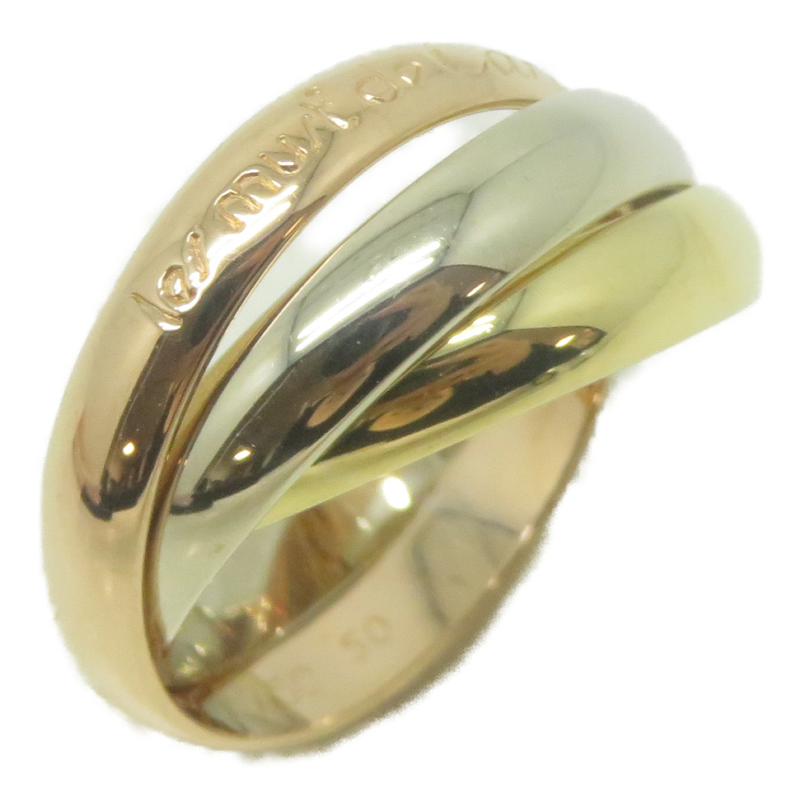 CARTIER 18K黃金/白金/玫瑰金Trinity戒指Cartier#50/US#5.25