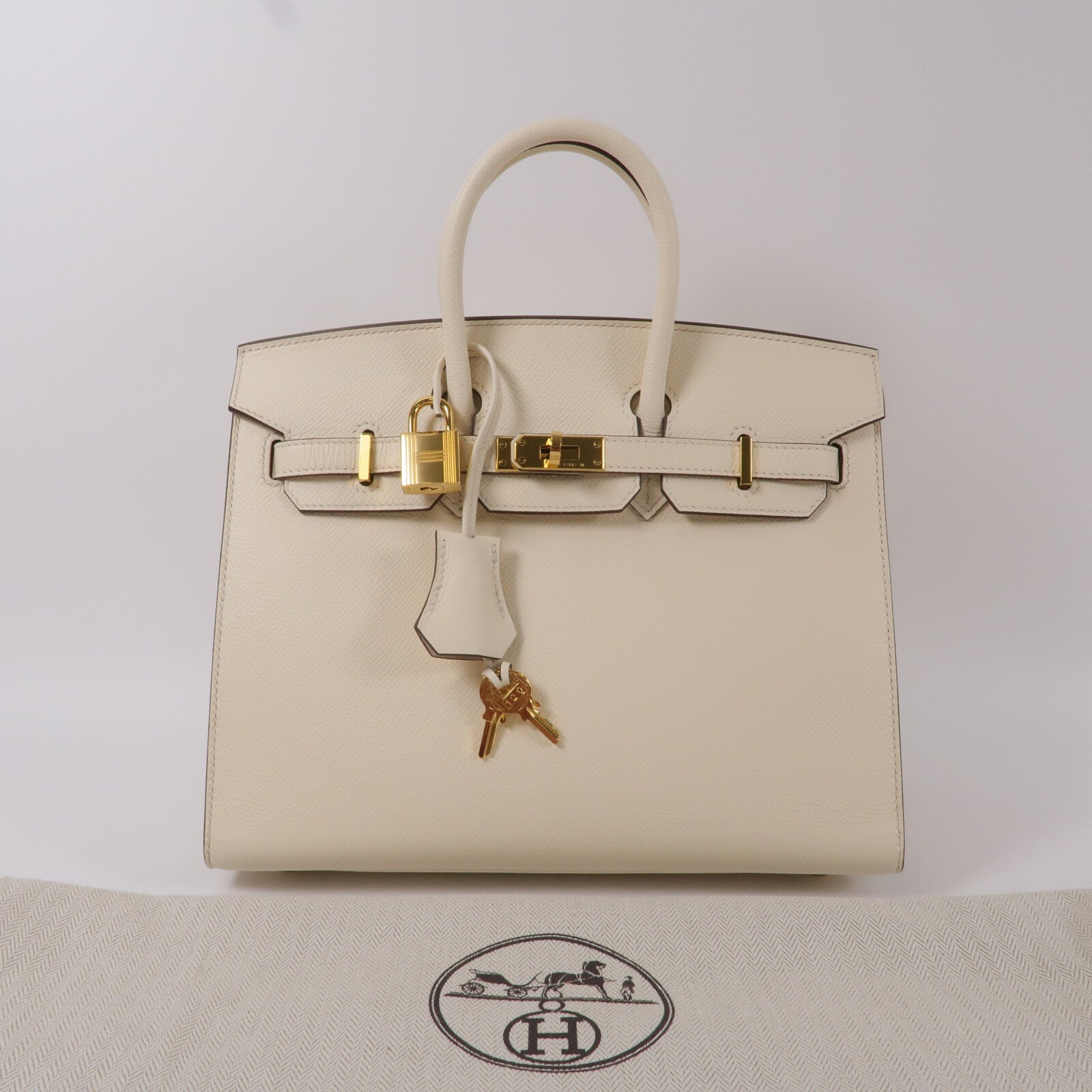 HERMES Epsom皮革Birkin 25手挽袋Nata