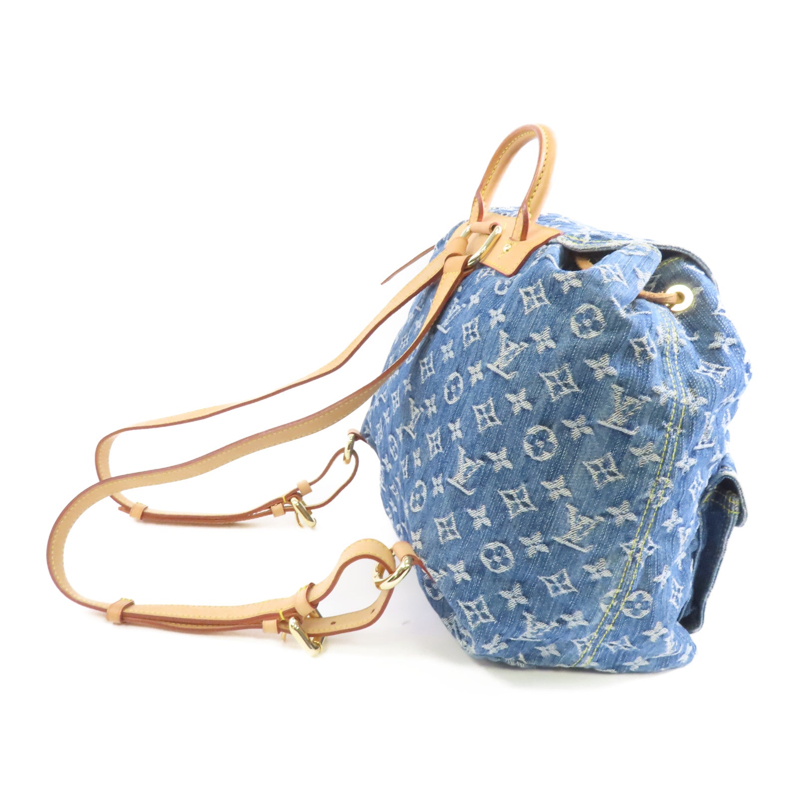 LOUIS VUITTON Monogram Denim Sac A Dos PM金扣背包藍色