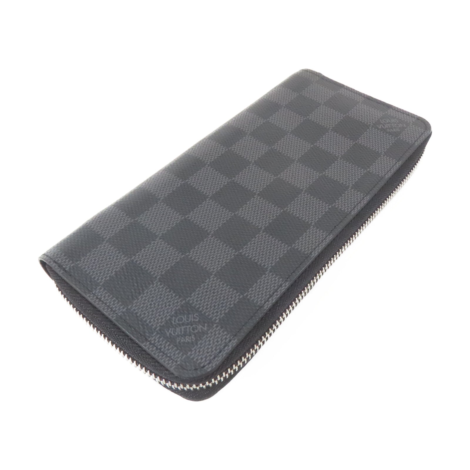 LOUIS VUITTON Damier Graphite Zippy Wallet Vertical銀扣長錢包黑色